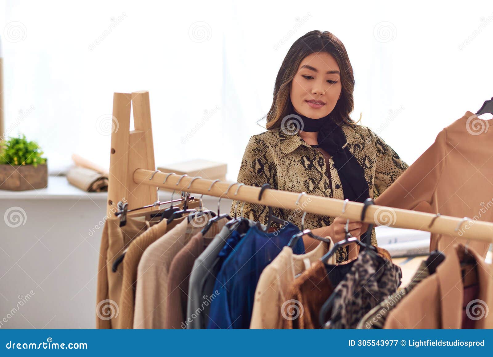 Ambitious Asian Stylist Standing Near Trendy Stock Image Image of