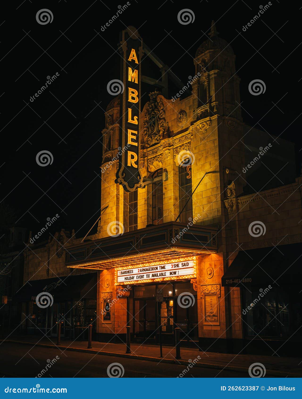 Ambler Theater at Night, Ambler, Pennsylvania Editorial Photography