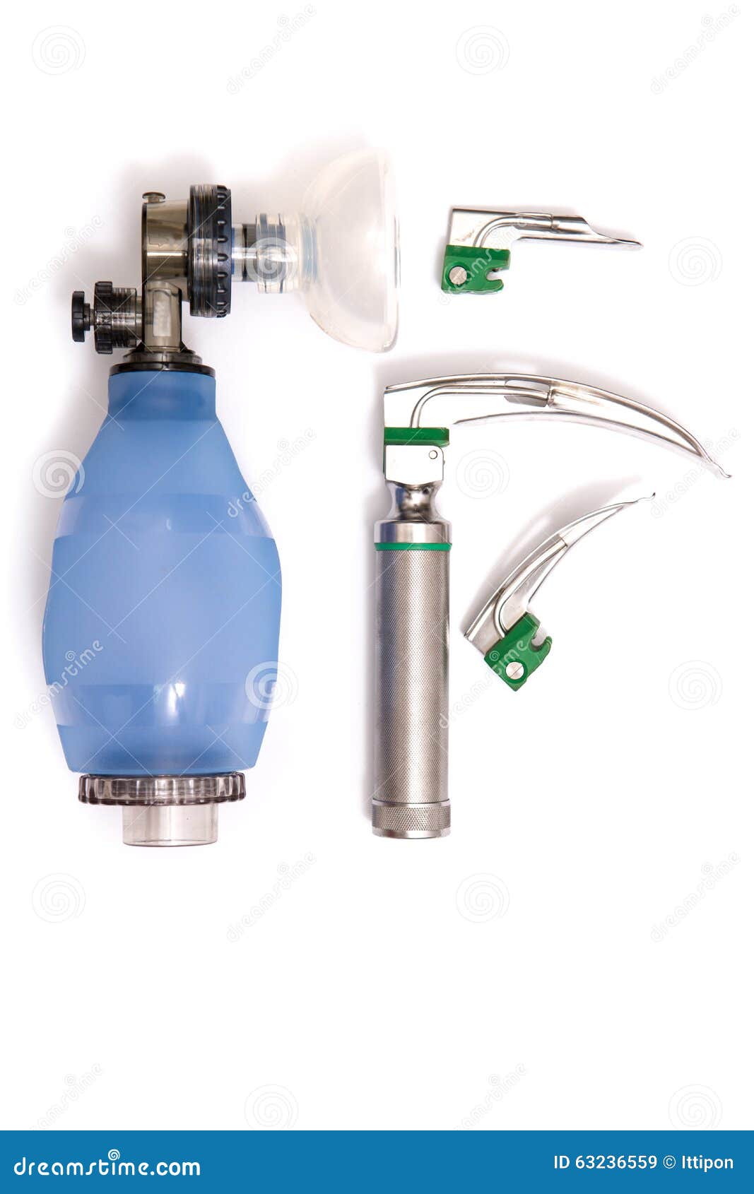 Ambu bag and laryngoscope stock image. Image of arrest 63236559