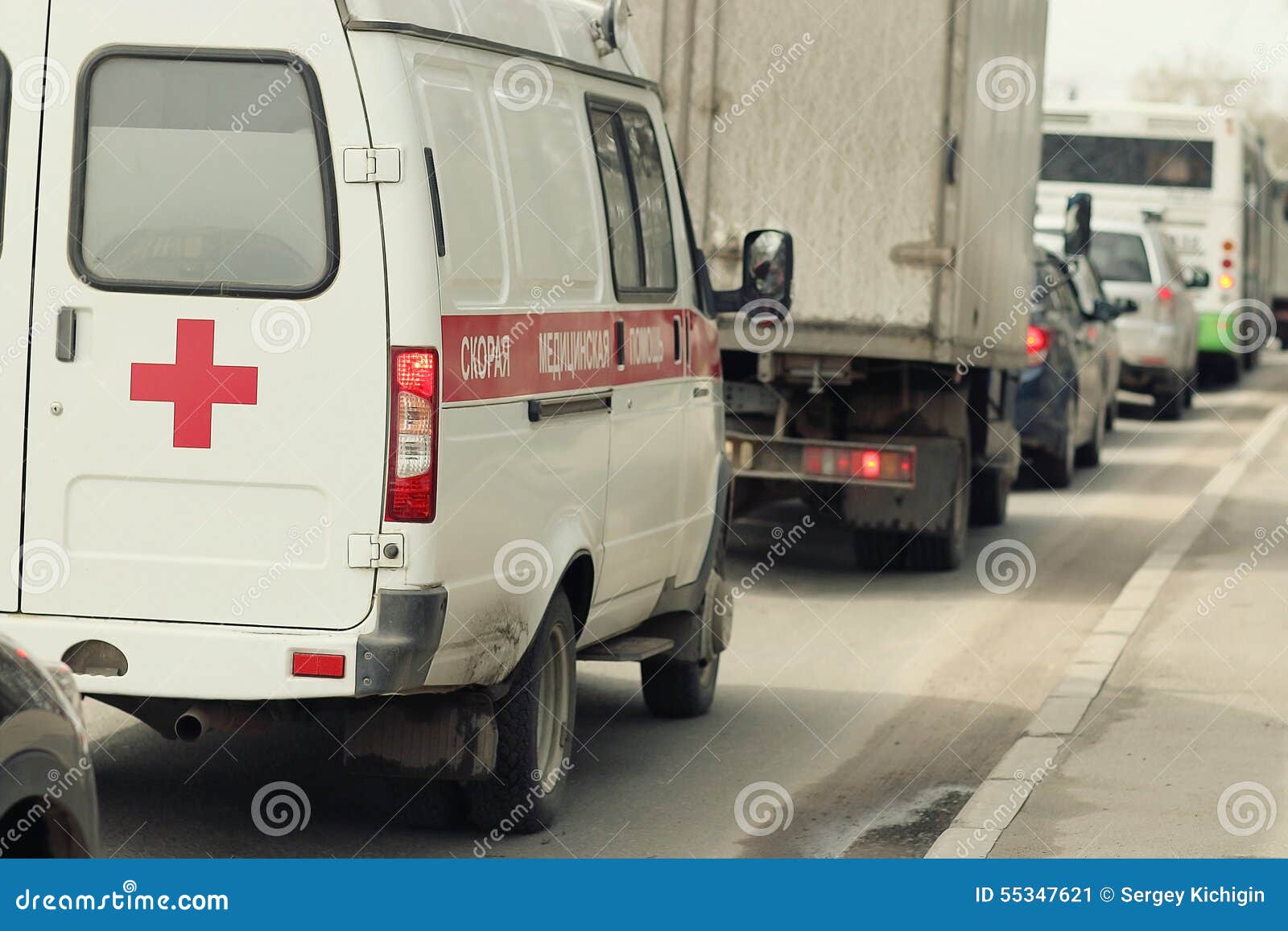 Ambulance car in traffic editorial photo. Image of august 55347621