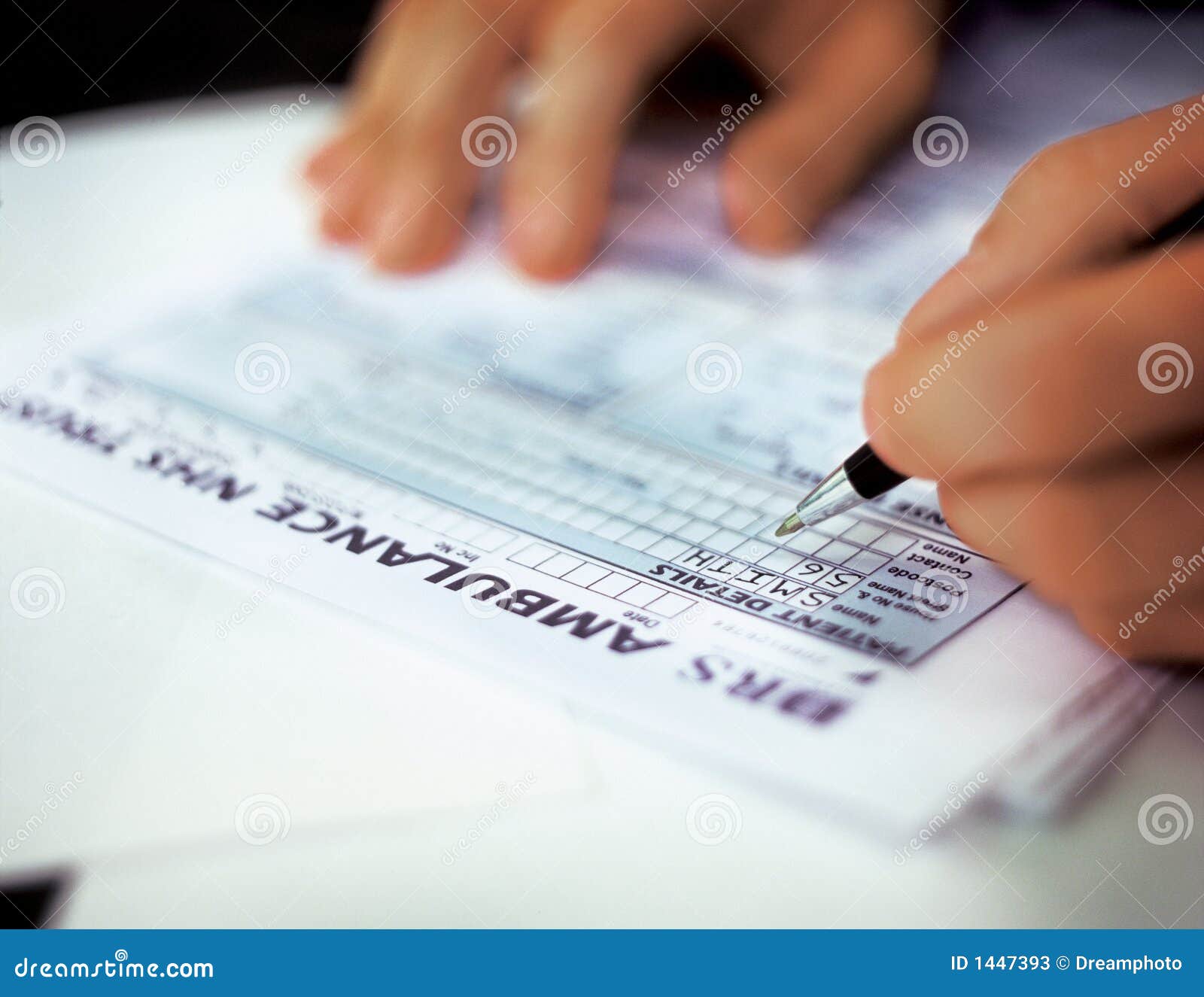 Ambulance form close-up stock image. Image of filling - 1447393