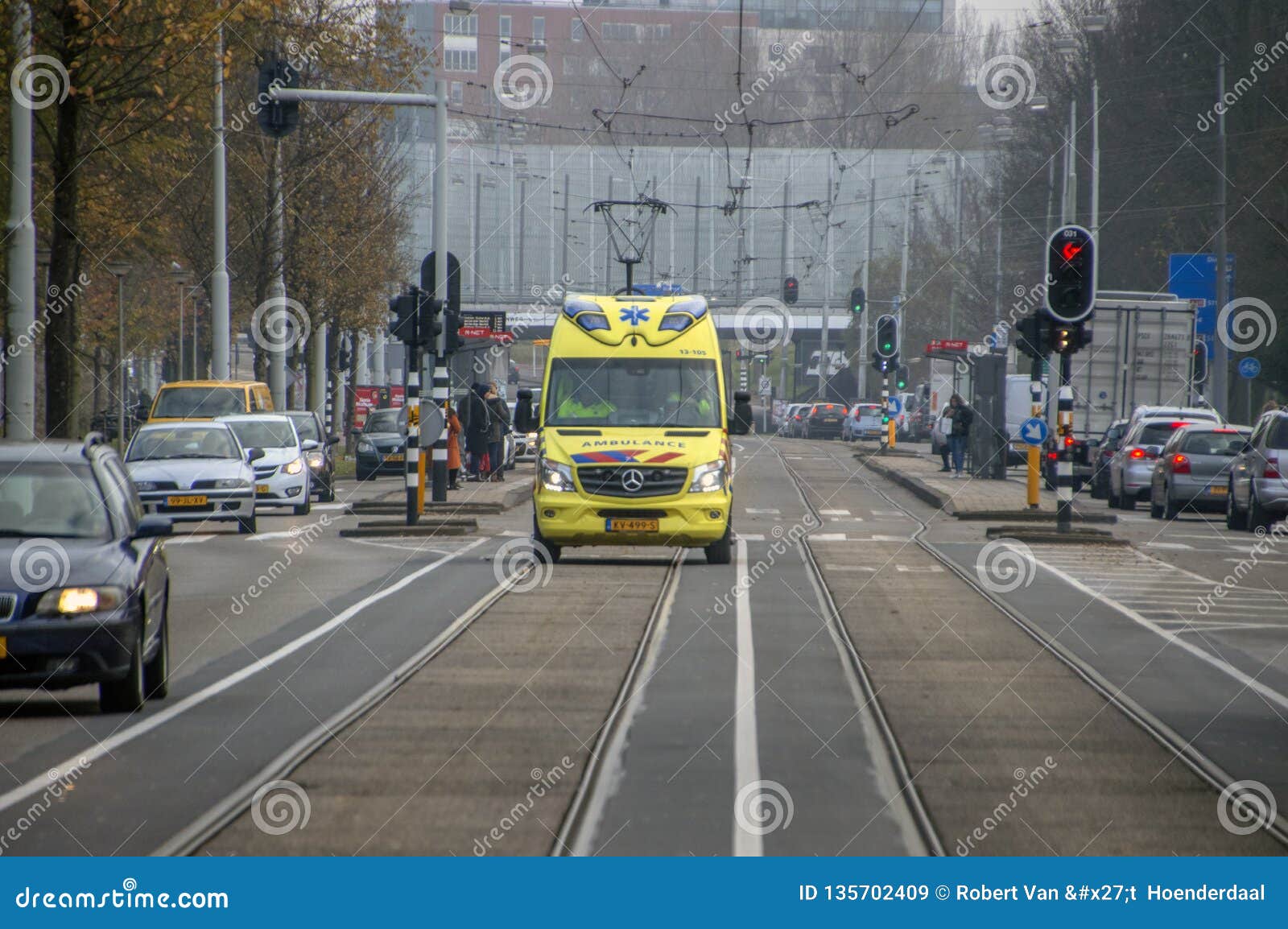 Ambulance in a Street at Amsterdam the Netherlands 2018 Editorial Stock