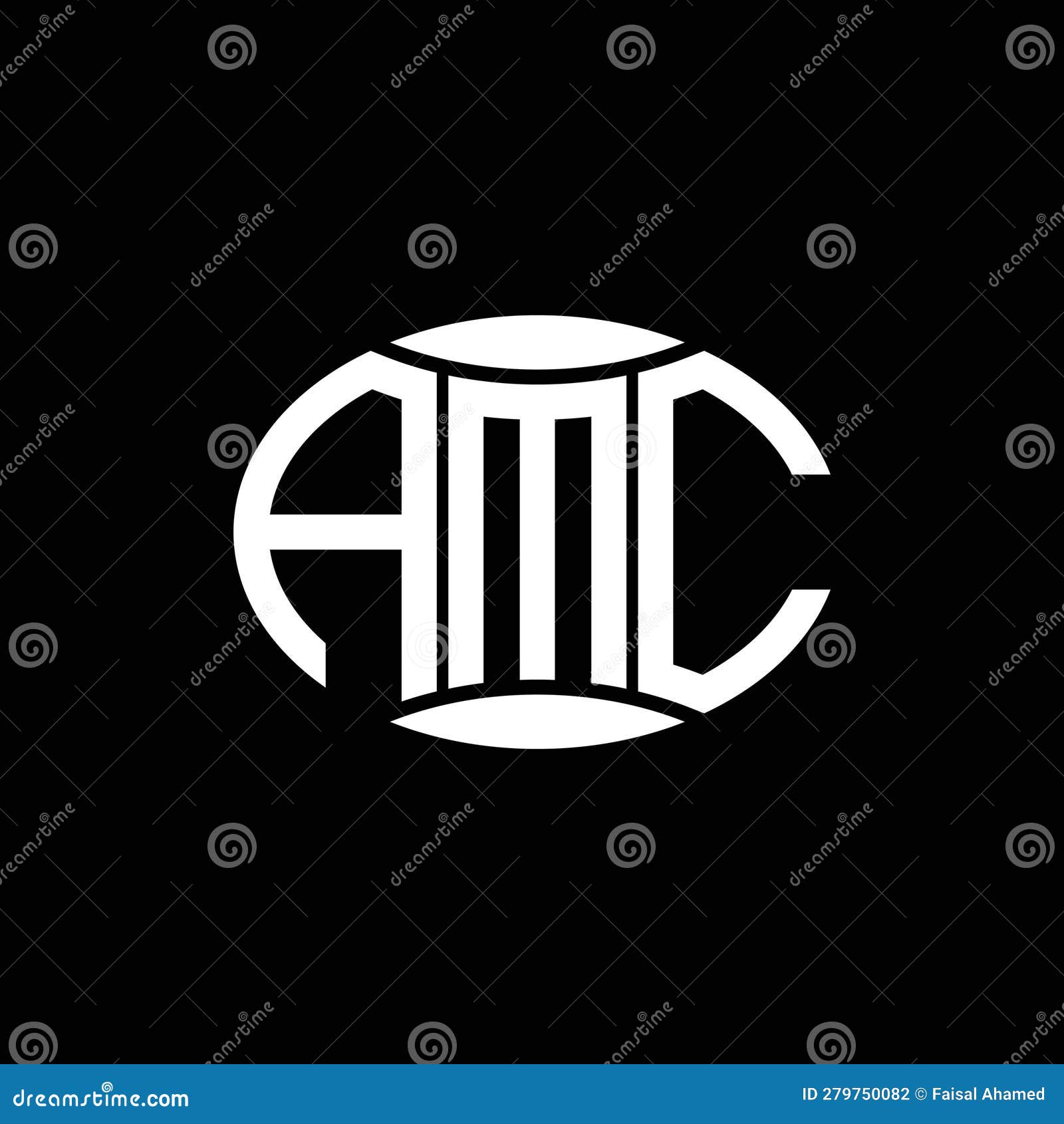 AMC Abstract Monogram Circle Logo Design on Black Background. AMC