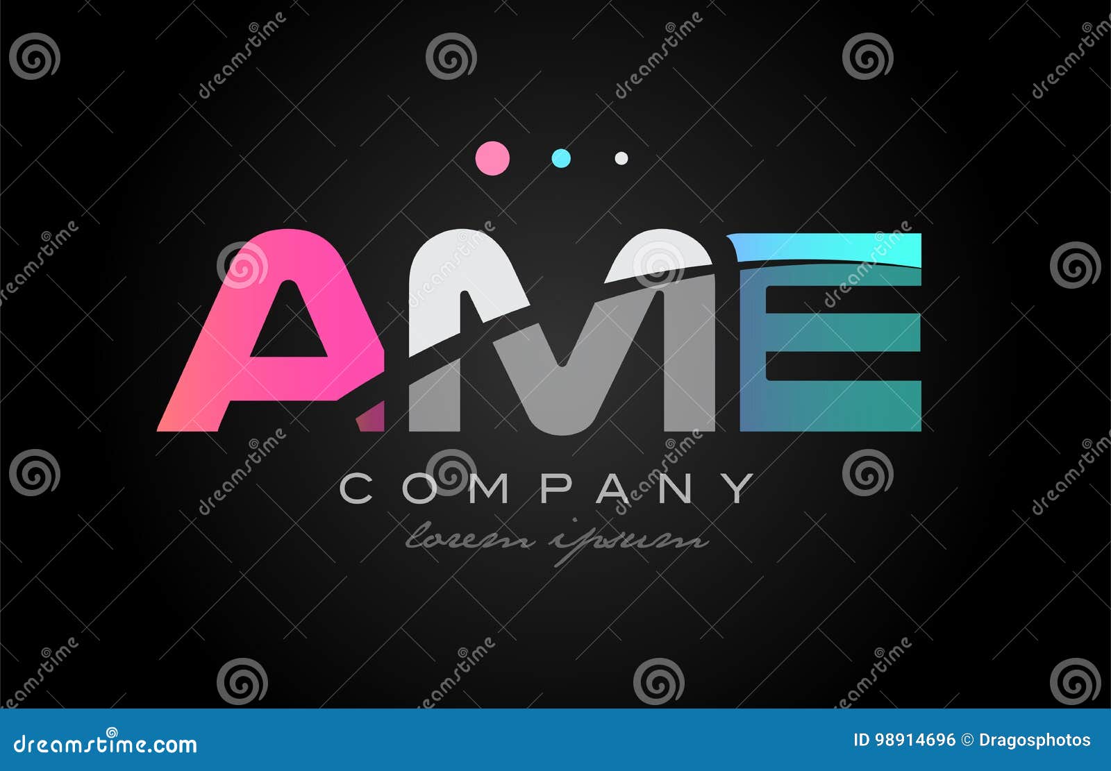 ame a m e three letter logo icon 