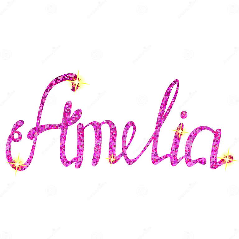 Amelia Name Lettering Tinsels Stock Vector Illustration Of Sister