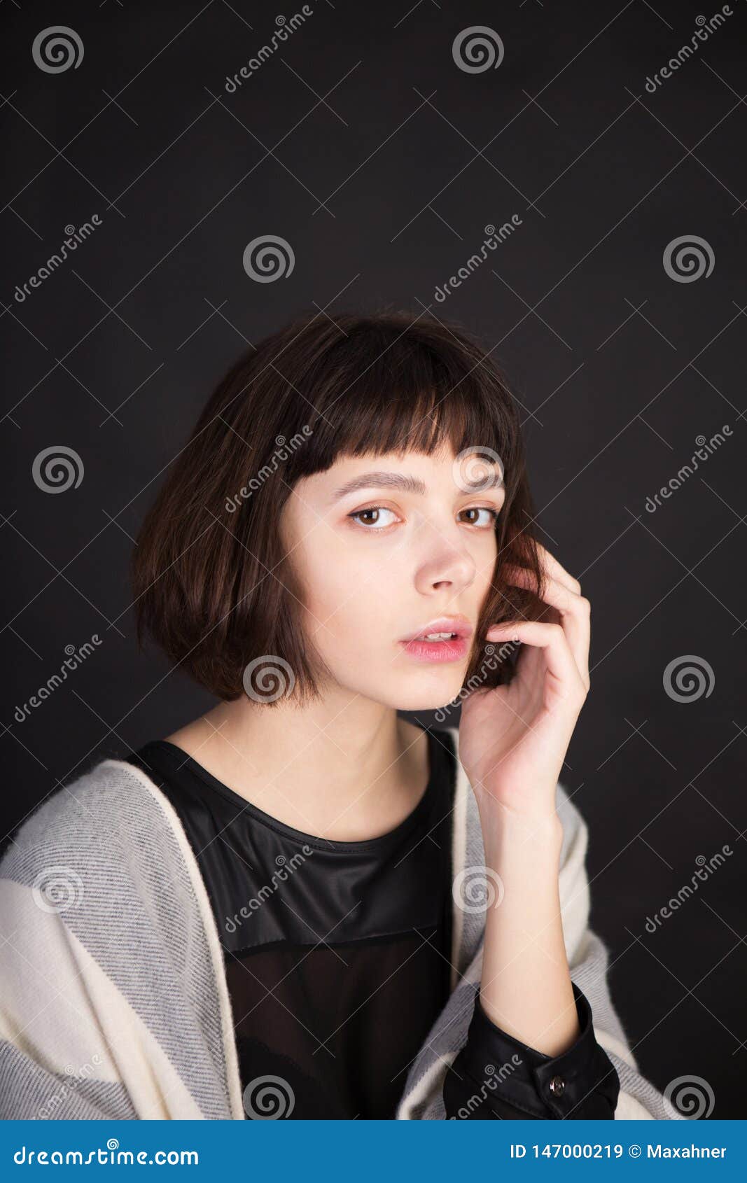 Cheeky Young Woman Looking Like Amelie Poulain in the French Film