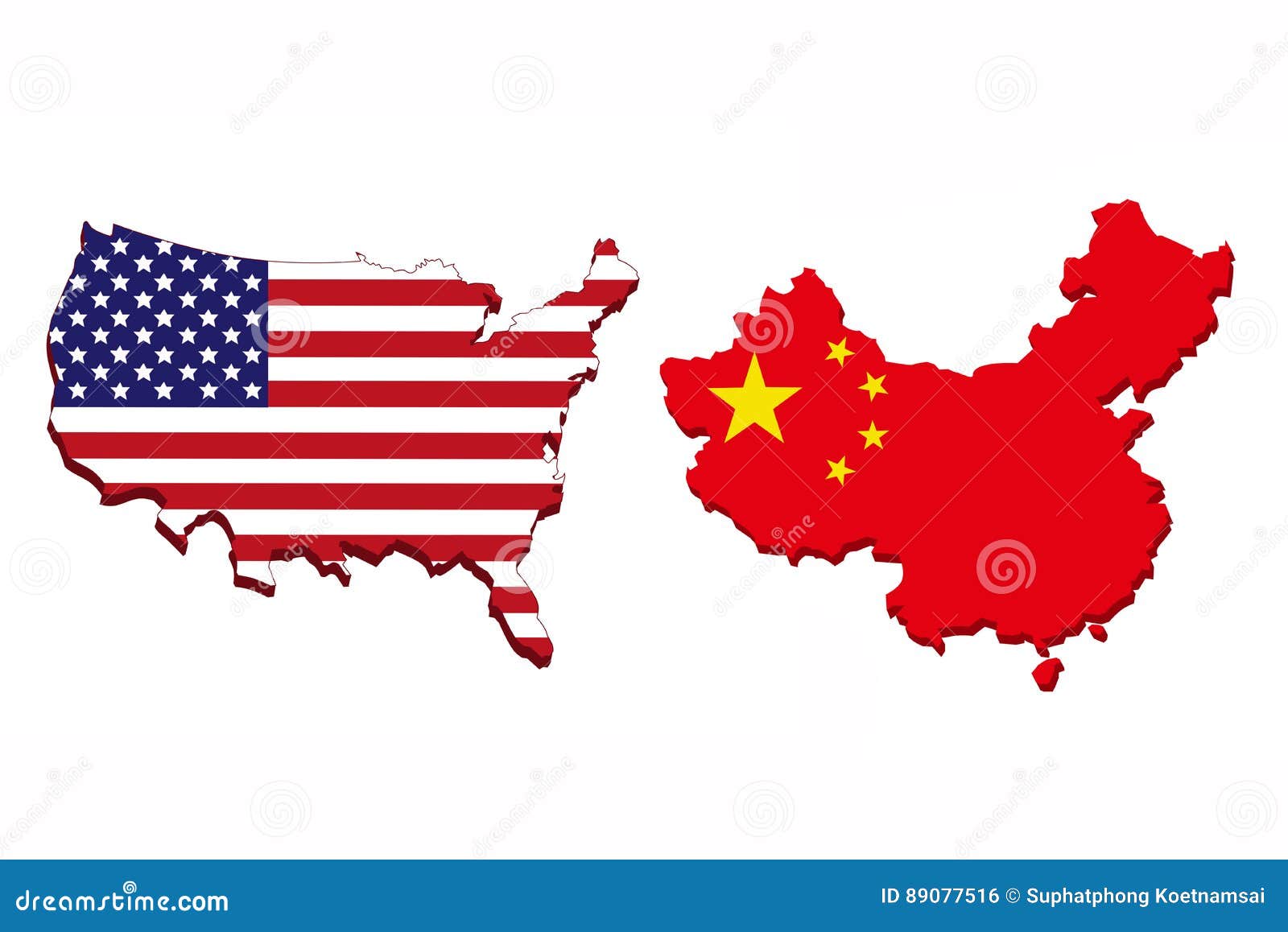 America And China Flag Map. Royalty-Free Stock Image | CartoonDealer