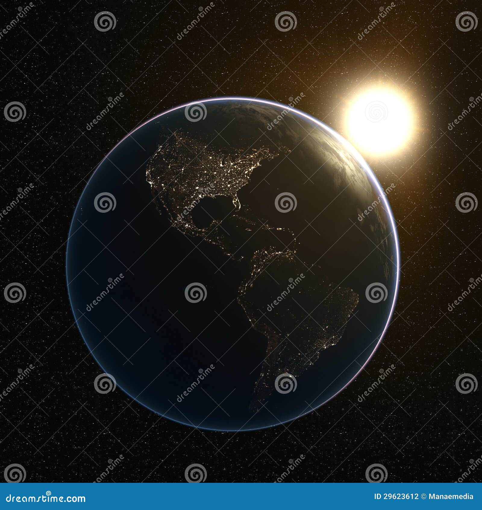 America s Lights at Night stock illustration. Illustration of city