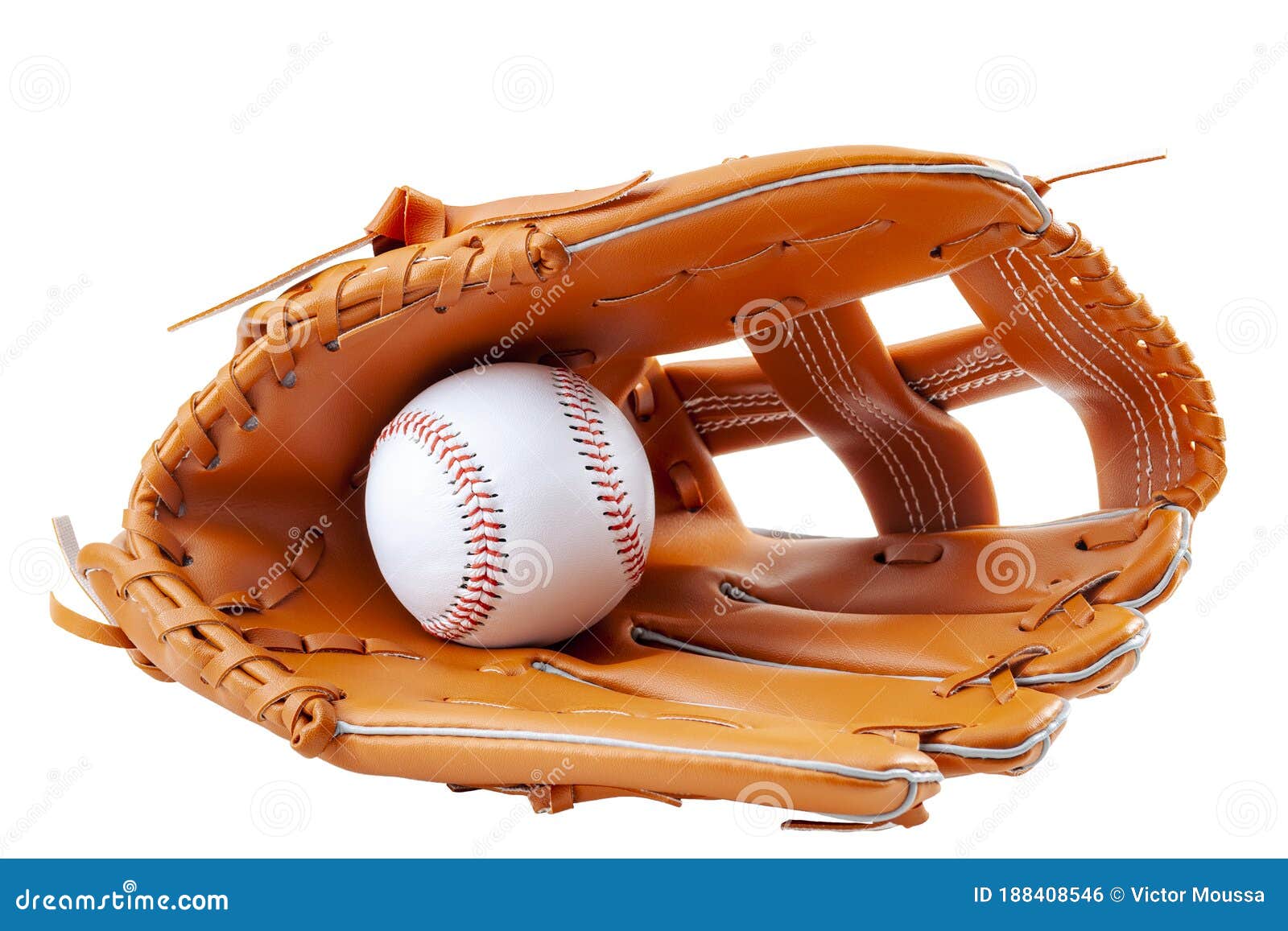 america s pastime, sporting equipment and american sports concept with a new generic baseball glove and holding a ball  on