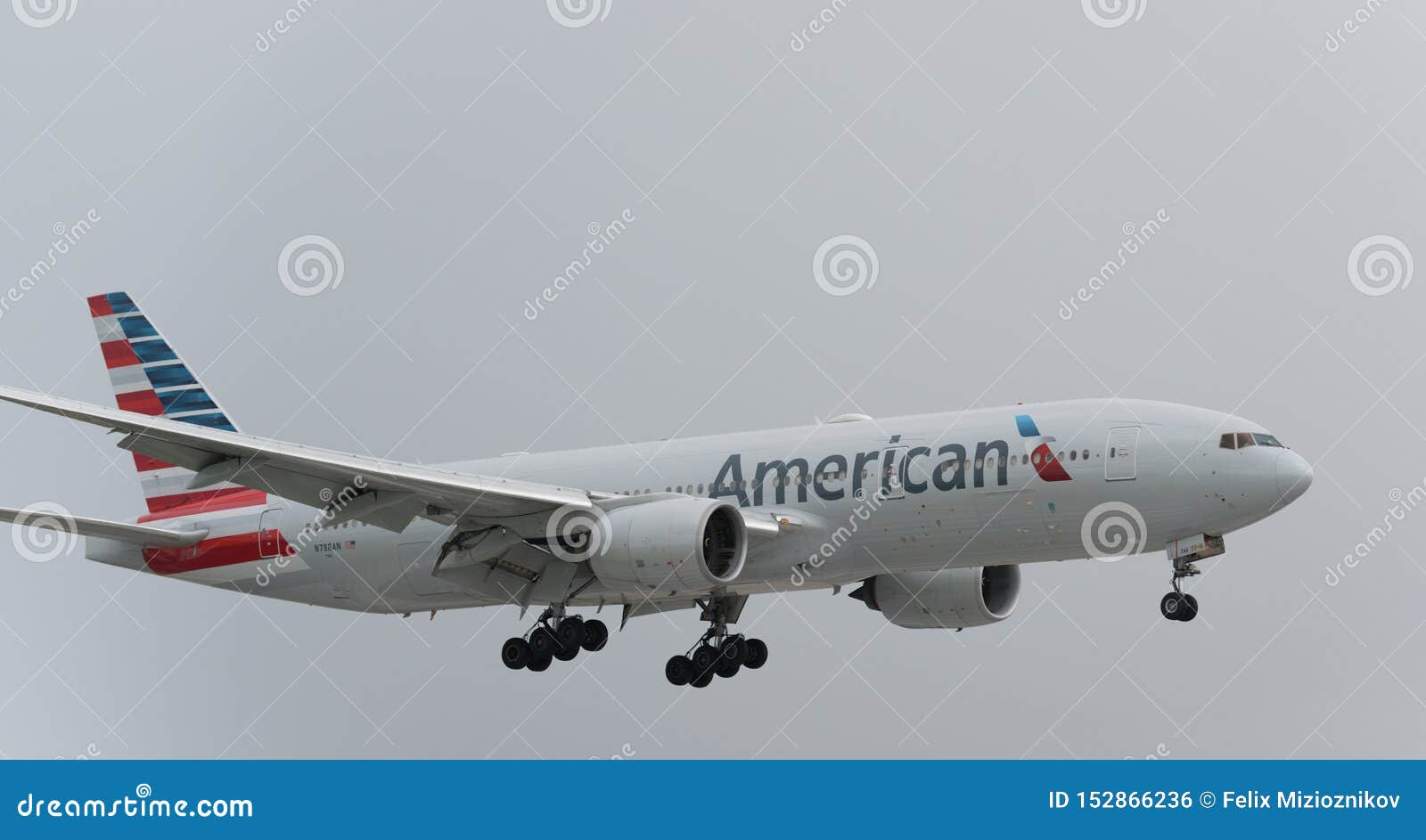 American Airlines Jet Airplane with Wheels Down Editorial Photo Image