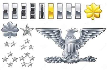 American Army Officer Ranks Insignia Icons Stock Vector - Illustration ...