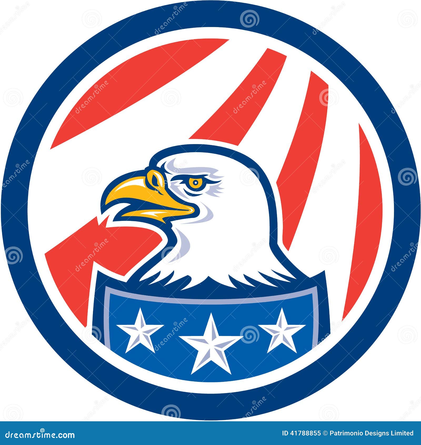 American Bald Eagle Head Flag Circle Retro Stock Illustration Illustration Of Artwork Bird