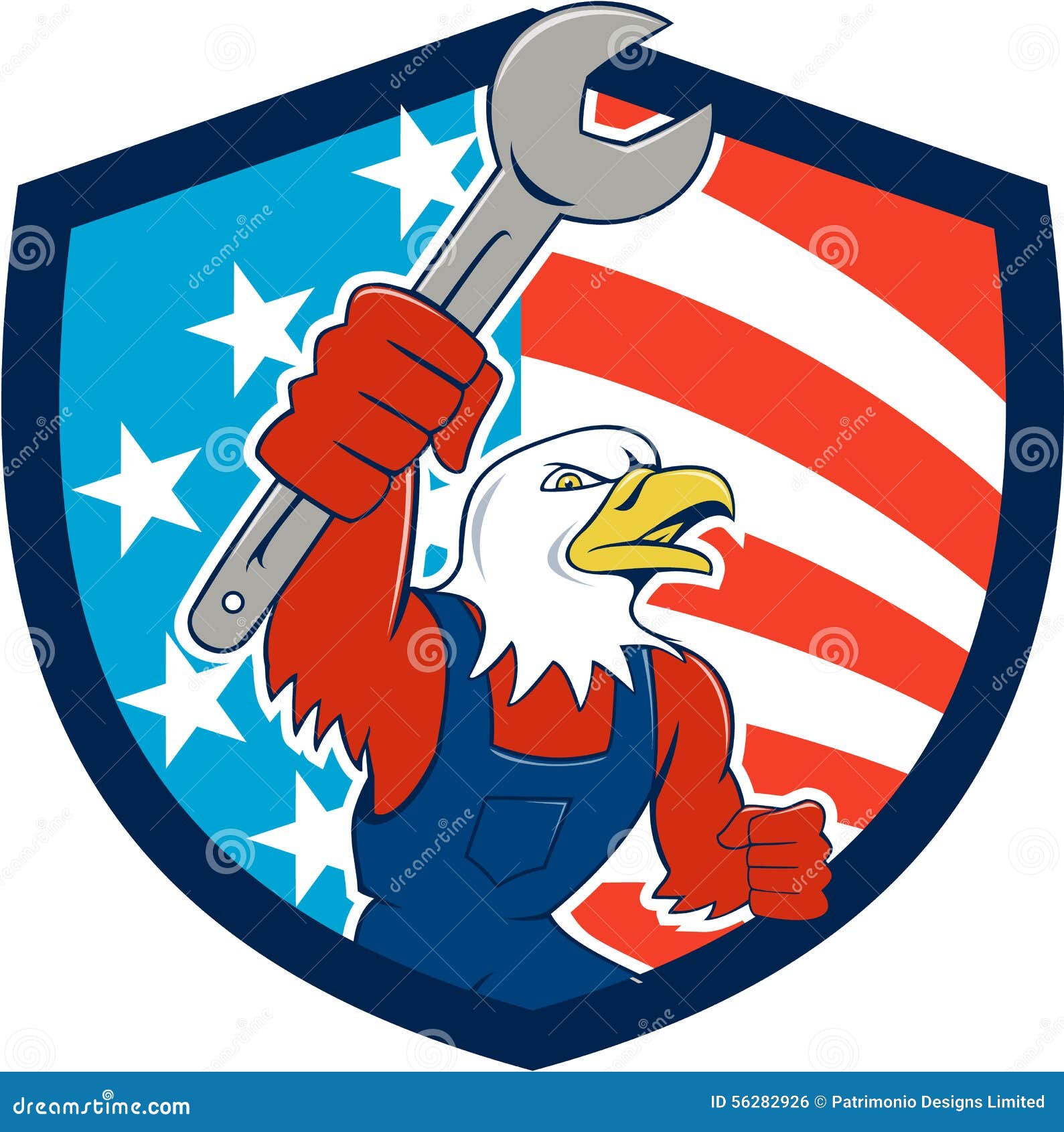 Download American Bald Eagle Mechanic Spanner USA Flag Shield ...