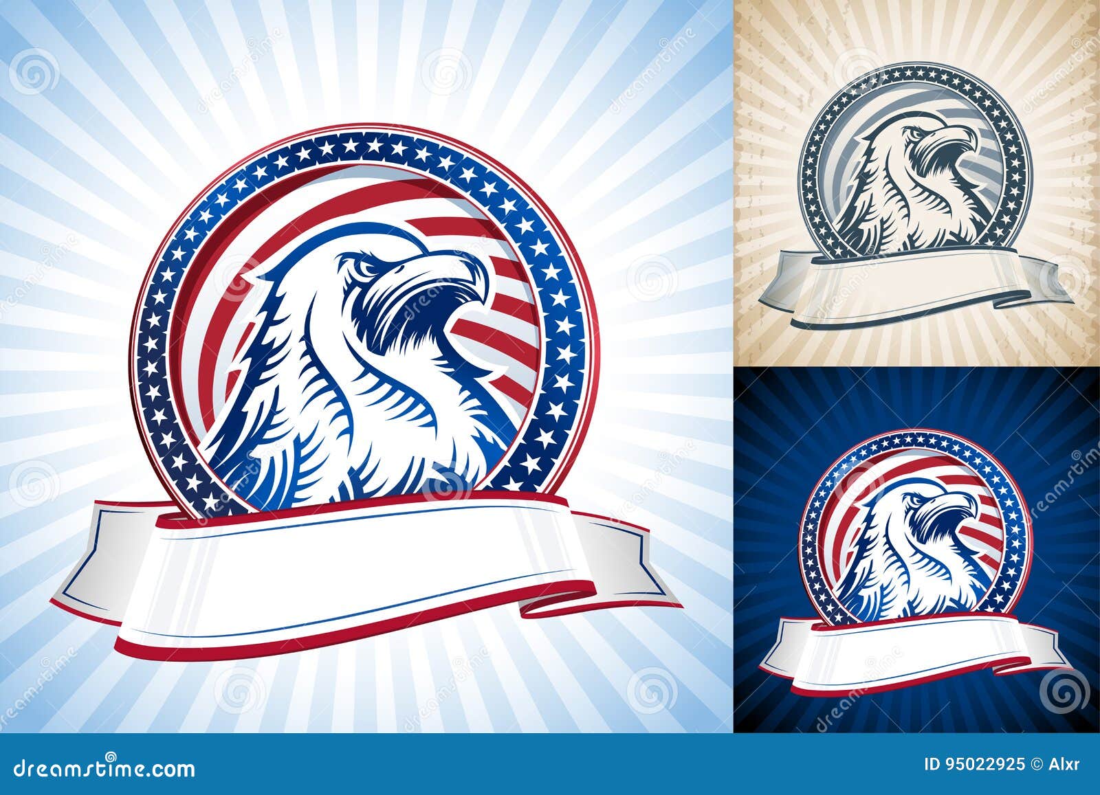 American Bald Eagle Natioal Symbol USA Independence Day Head Set Stock  Vector - Illustration of emblem, outline: 95022925