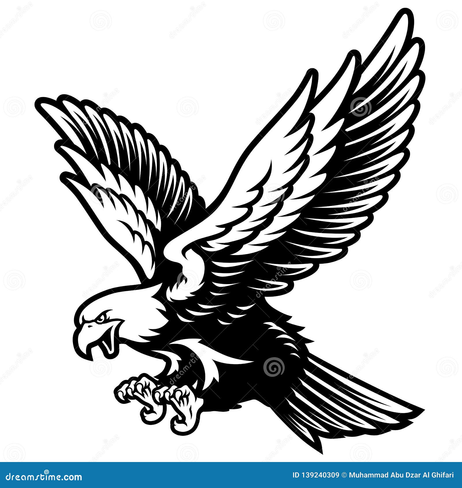 American Bald Eagle with Open Wings and Claws in Cartoon Style Stock Vector  - Illustration of isolated, falcon: 139240309