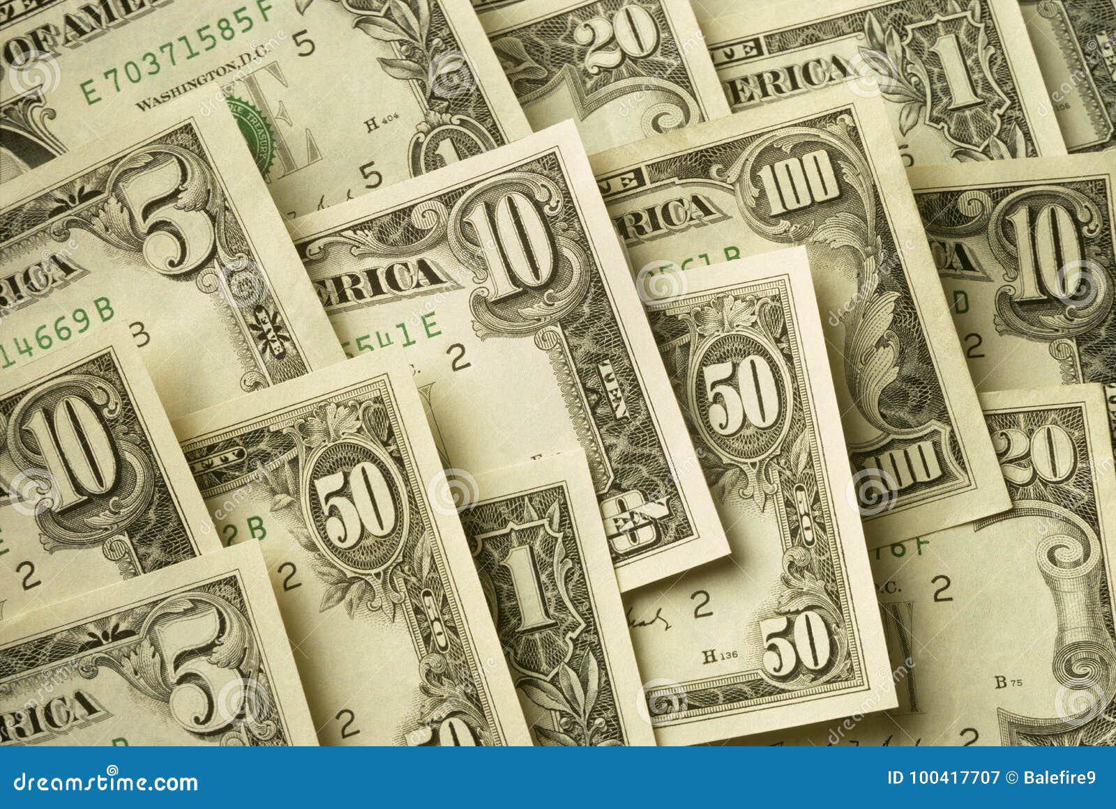 American Banknotes of Various Cash Denominations Stock Image Image of