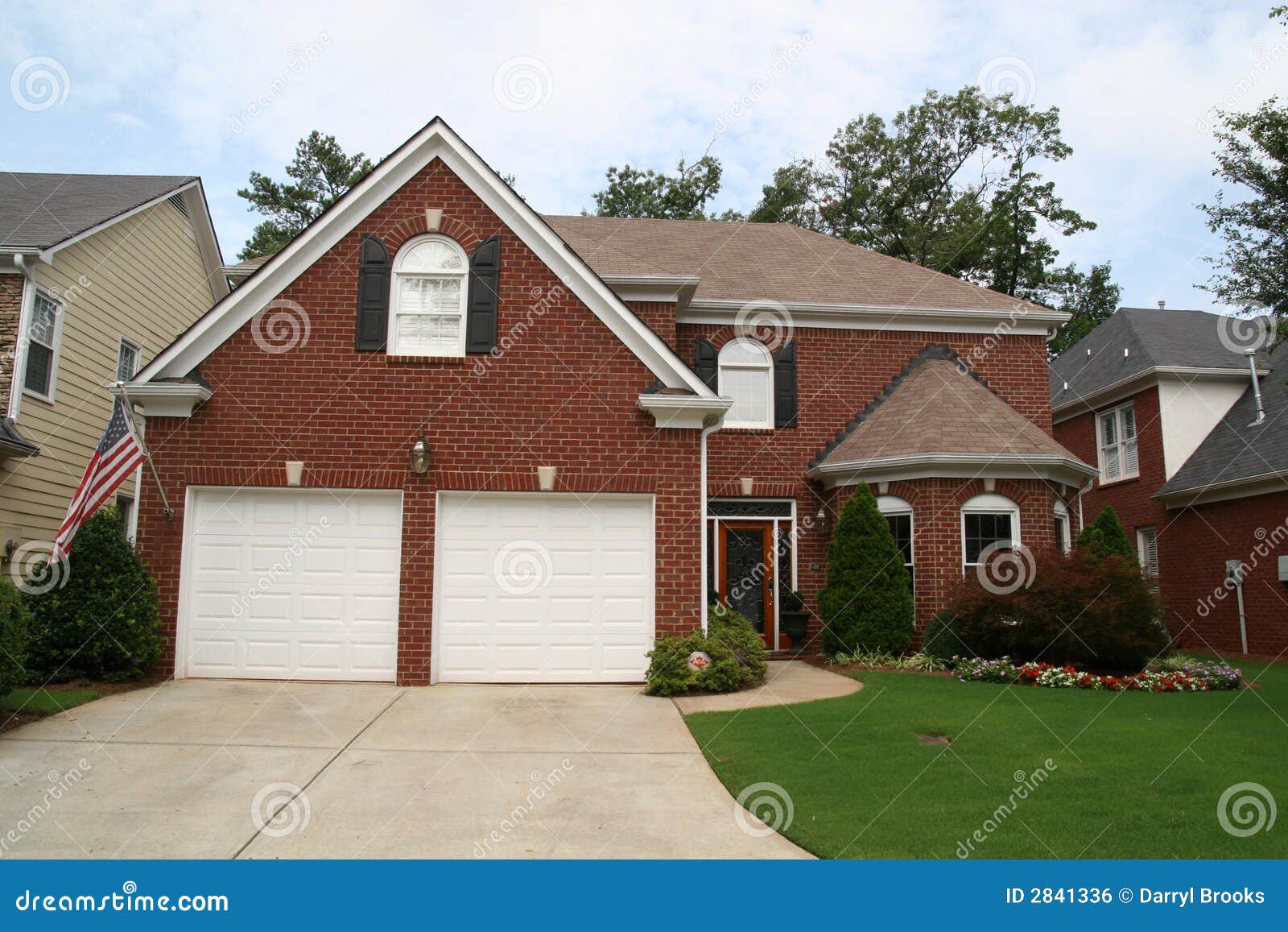 American Brick Home stock photo. Image of garage, house 2841336