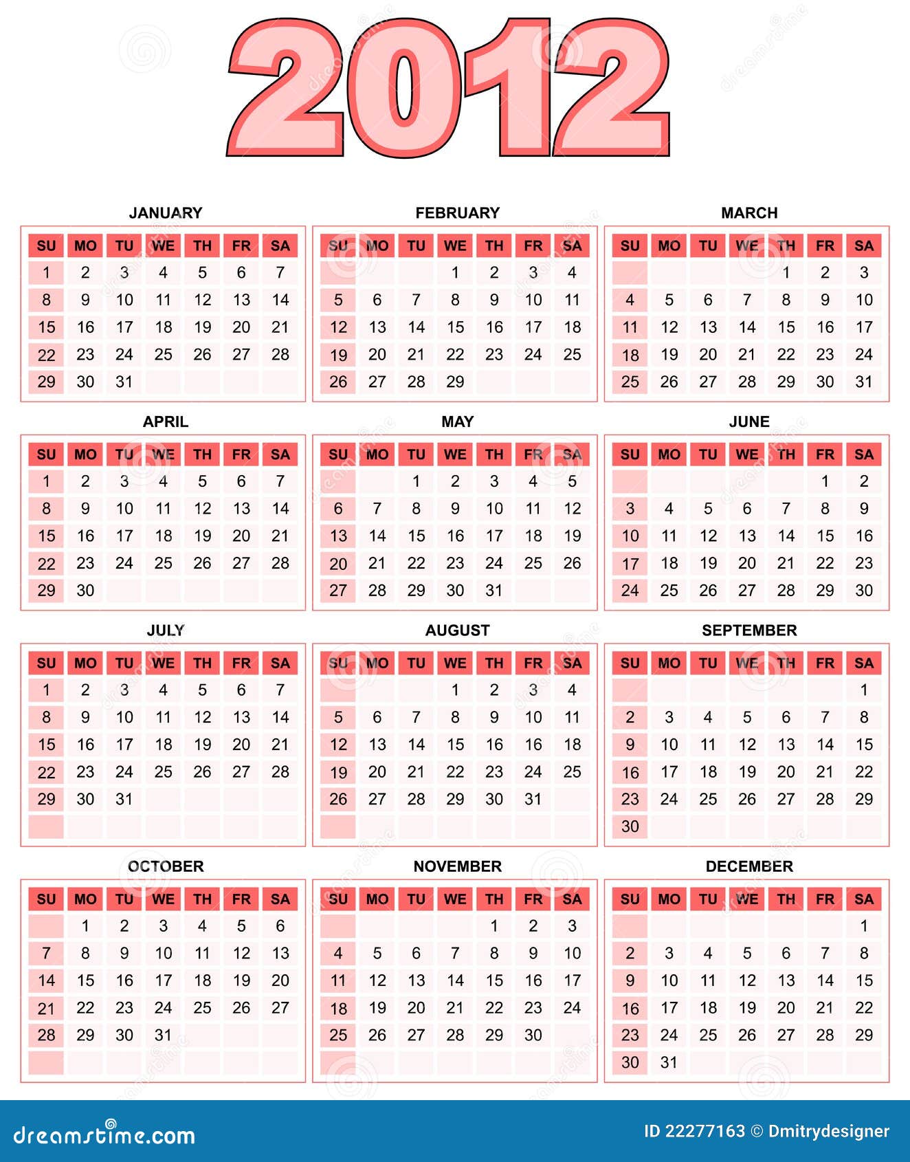 American Calendar stock vector. Illustration of christmas 22277163