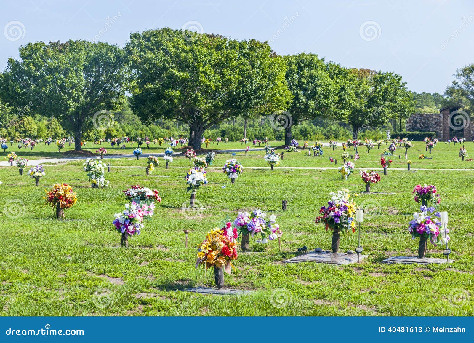 American Cemetery With Flowers At Stock Image Image of death