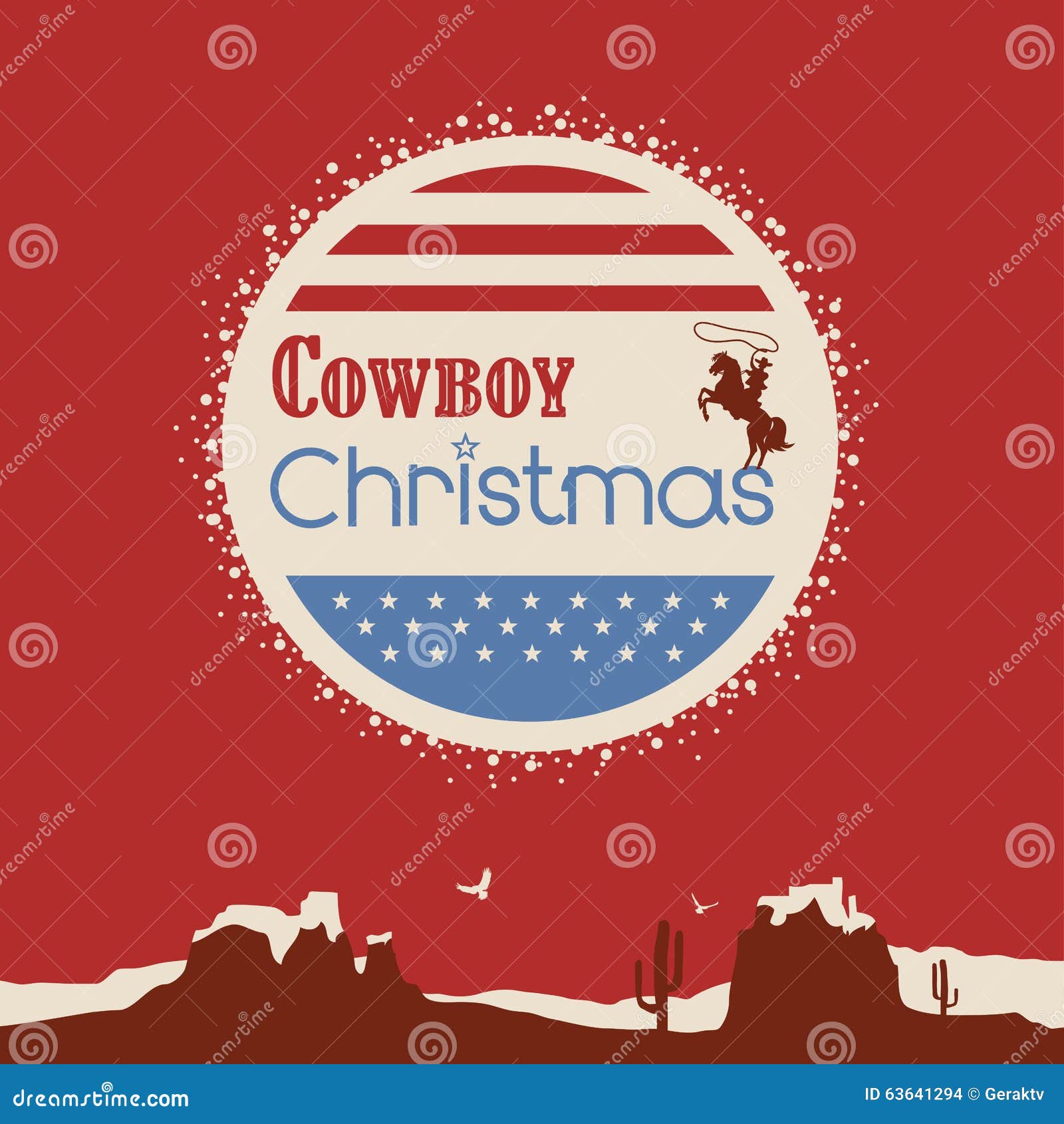 American Cowboy Christmas Poster Stock Vector Illustration of symbol