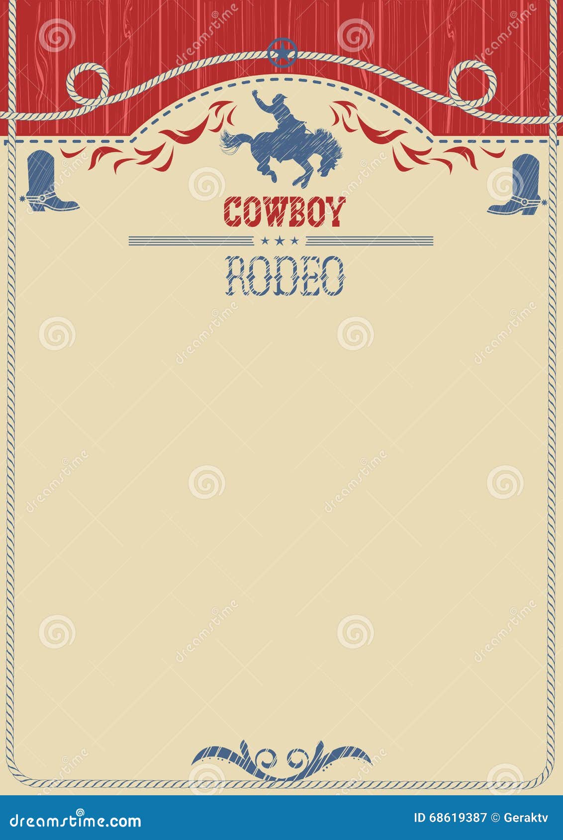 american cowboy rodeo poster. western paper background for