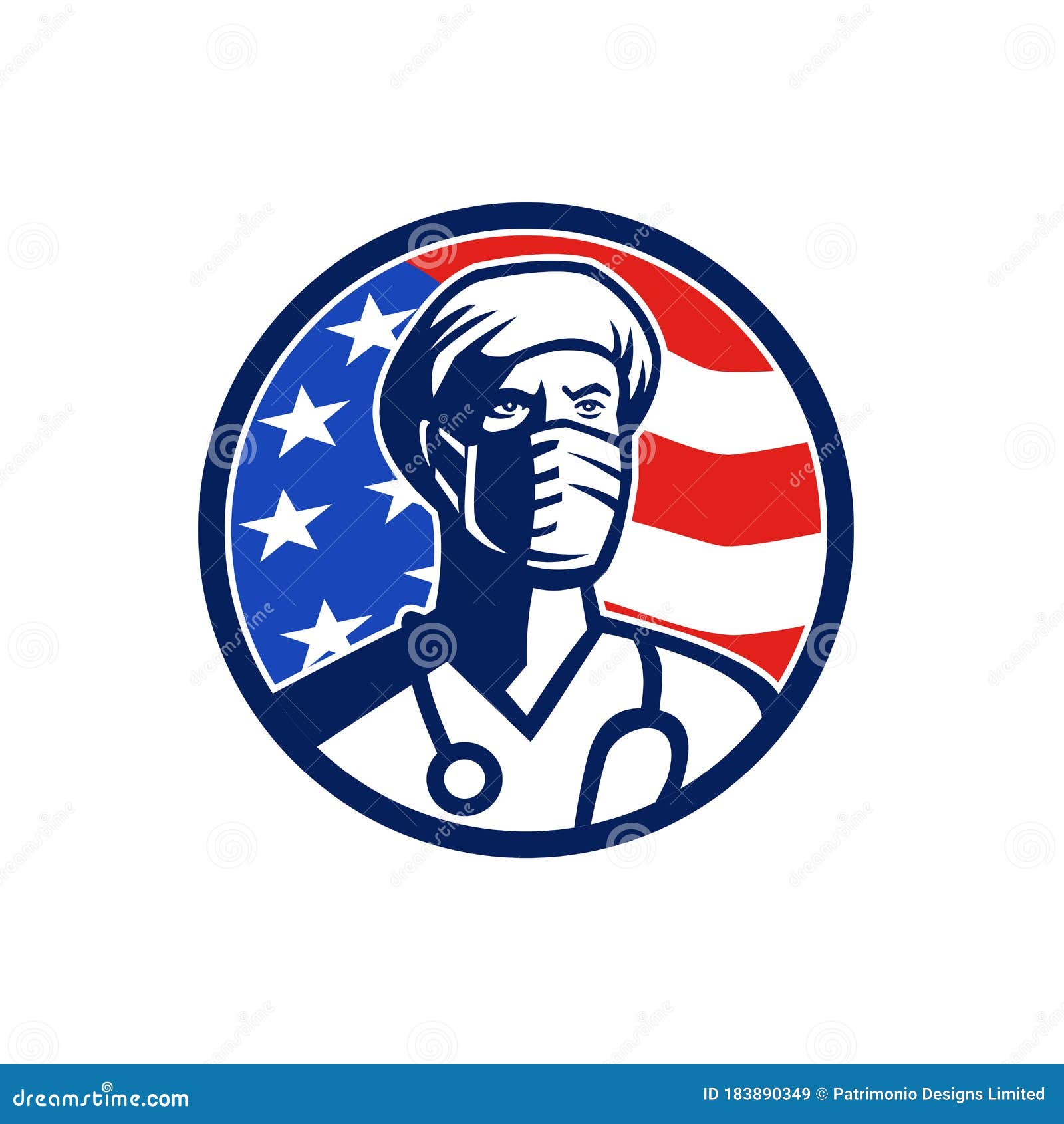 Download American Doctor Surgical Mask USA Flag Circle Icon Stock ...