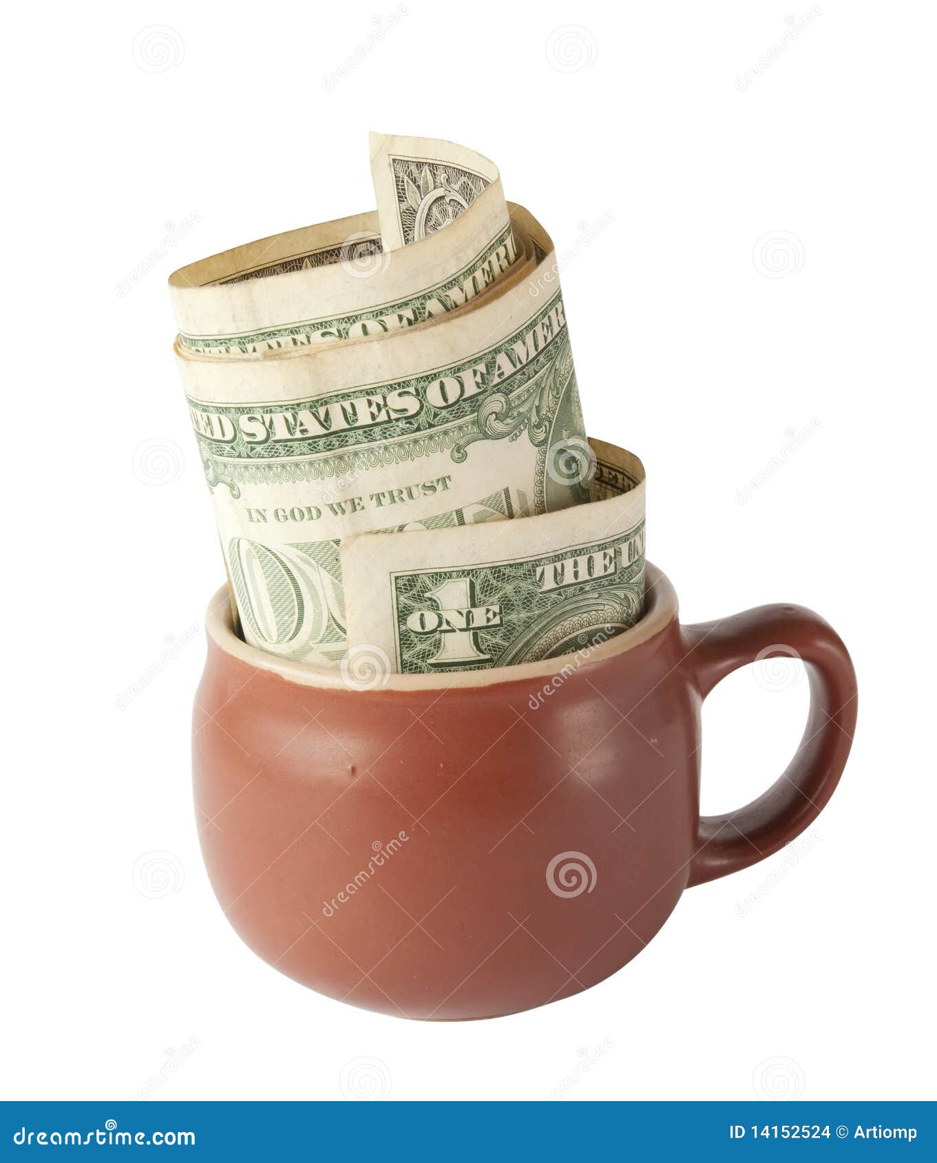 American Dollar Cash in Pot Isolated Stock Photo Image of making
