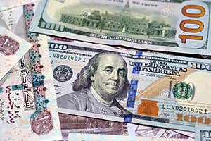 American 100 Dollars Bill 50 Egyptian Pounds And A Fragment Of 100 
