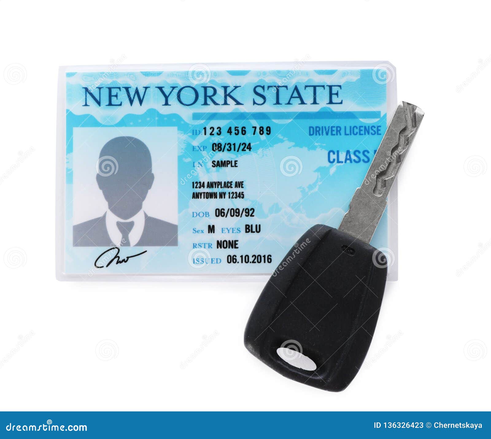 Download American Driving License And Car Key On White Background ...
