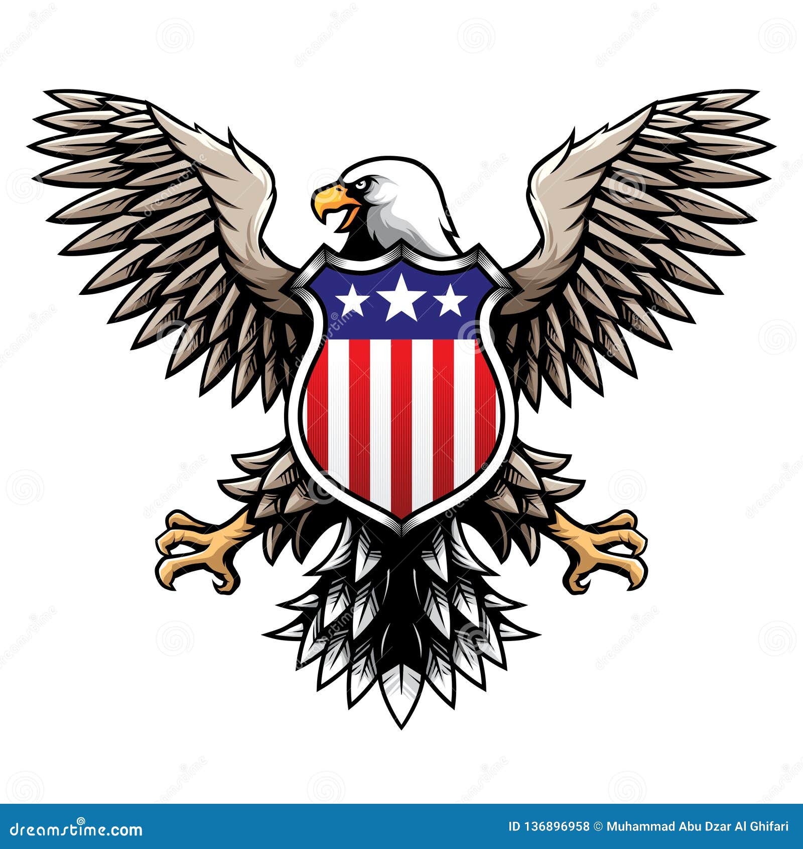 american eagle with stars and stripes shield / badge / emblem  