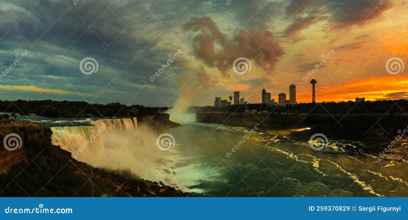 American Falls, Niagara Falls at Night Editorial Stock Image Image of