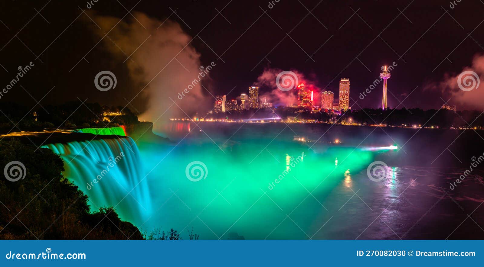 American Falls, Niagara Falls at Night Stock Photo Image of long