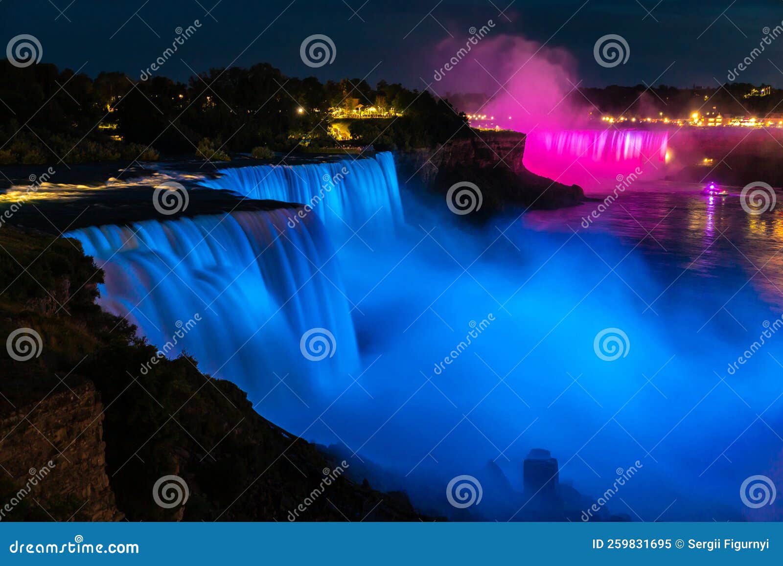 American Falls, Niagara Falls at Night Stock Image Image of america