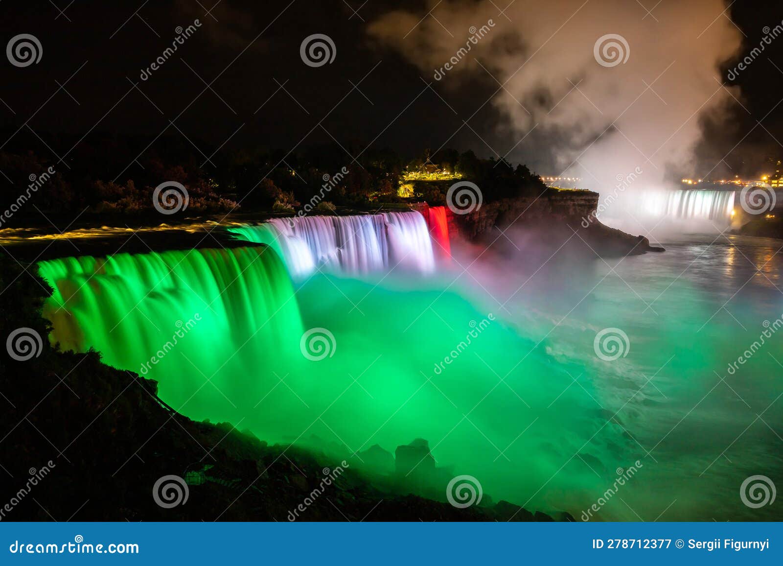 American Falls, Niagara Falls at Night Stock Image Image of fast
