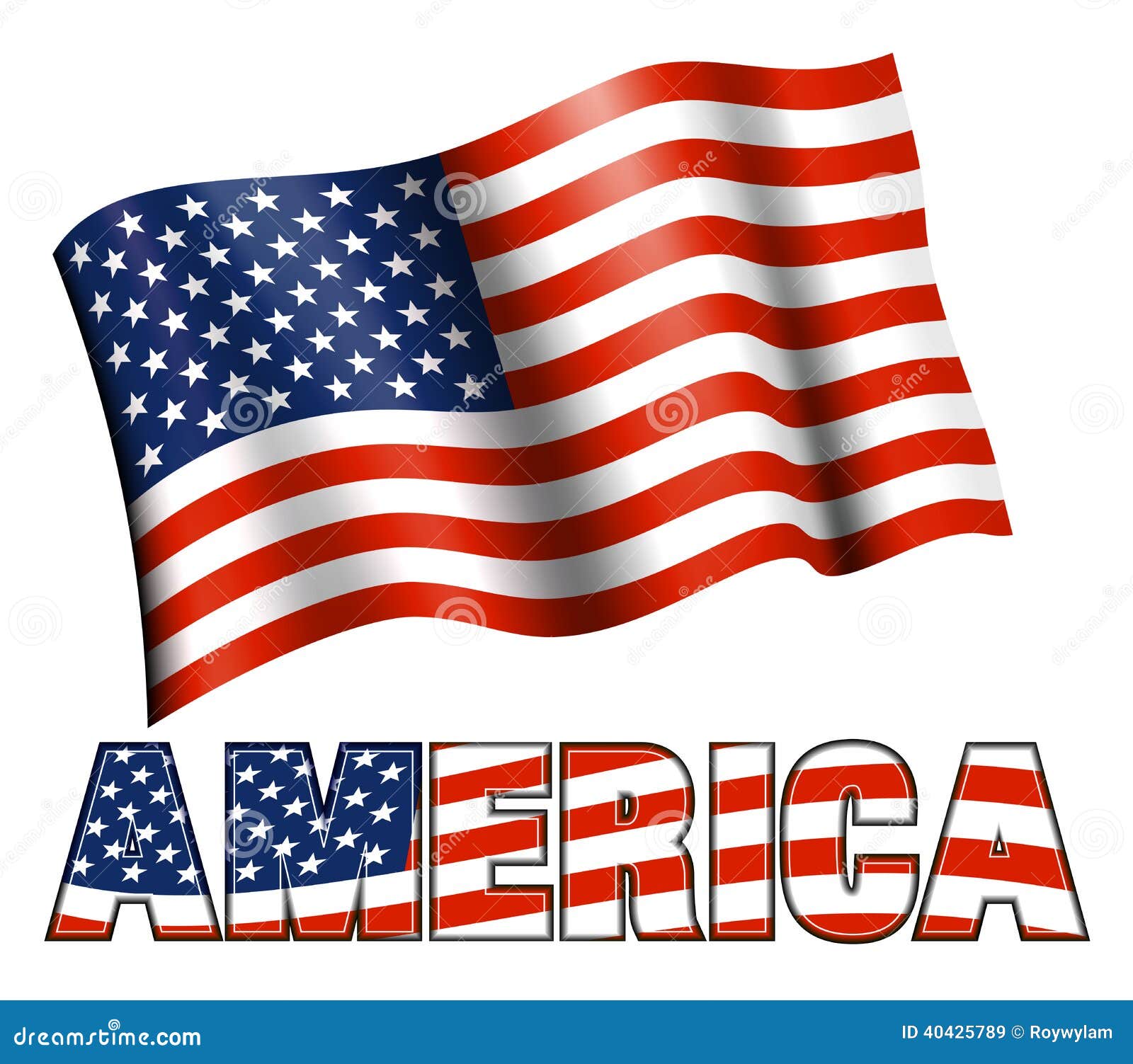 American Flag with AMERICA stock vector. Illustration of america - 40425789