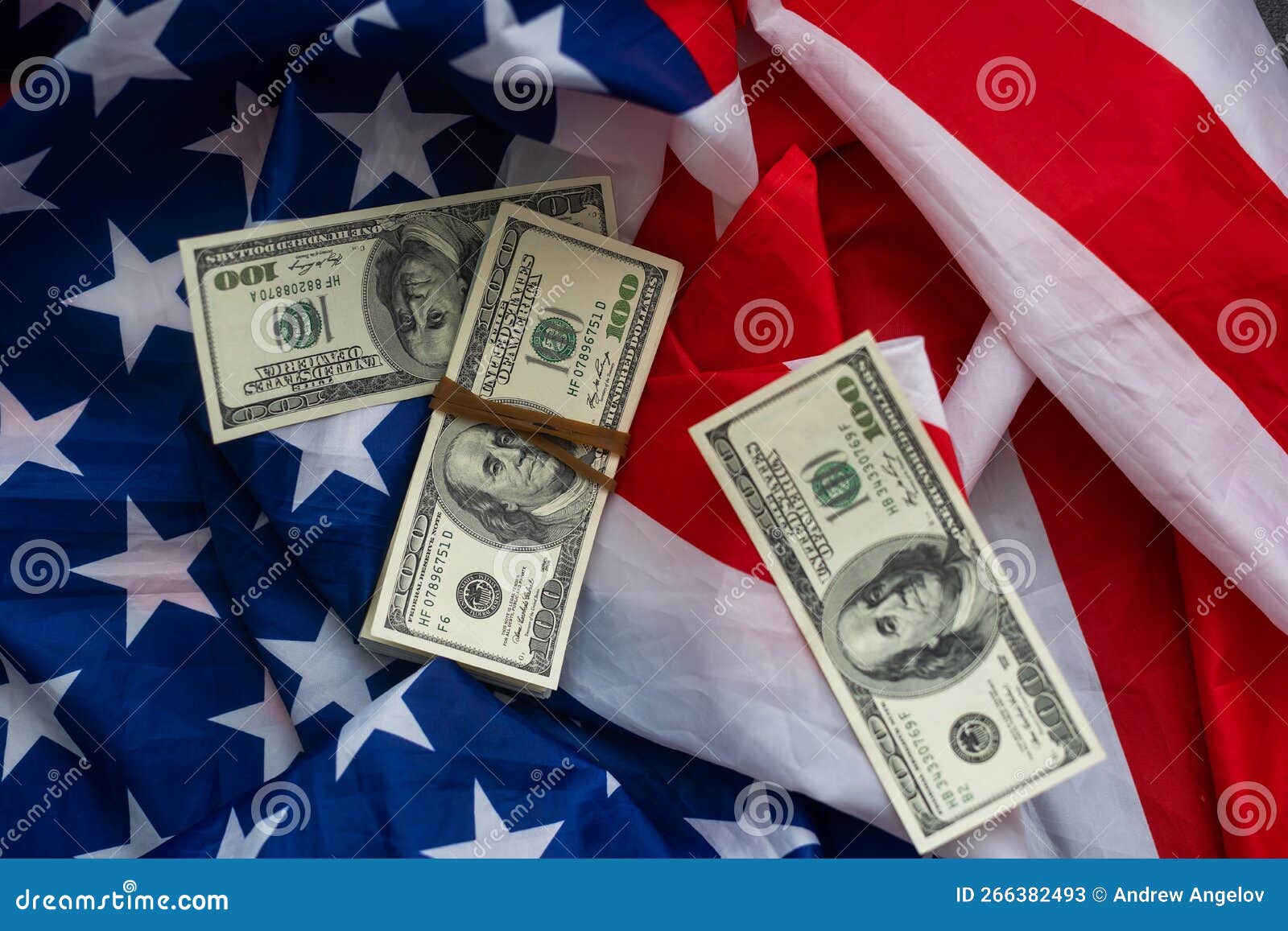 American Flag and Banknotes Dollar Stock Image Image of savings