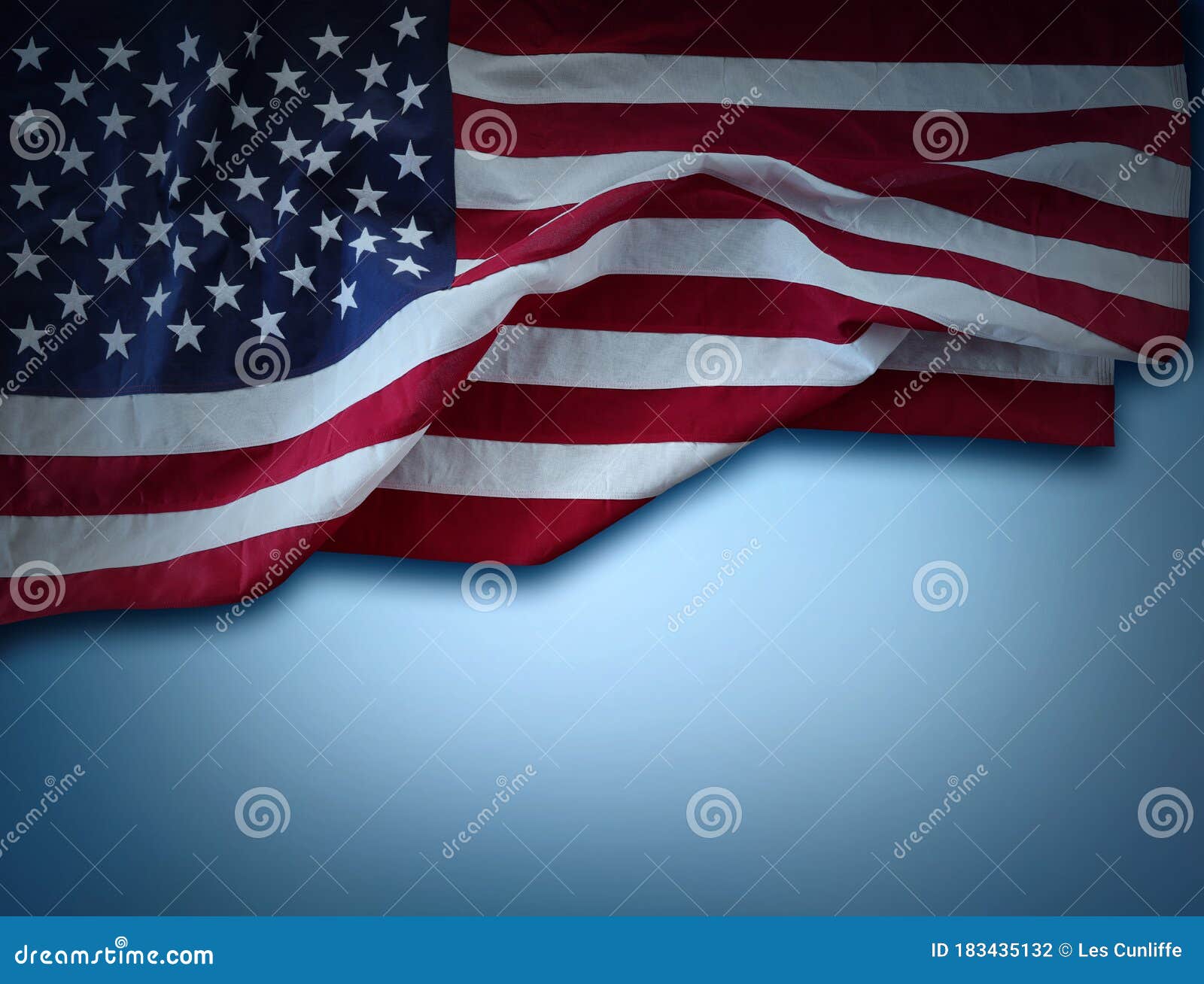 American flag on blue background