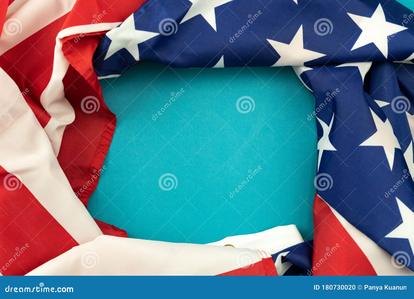 American Flag on Blue Background with Copy Space for Your Text Stock Photo Image of happy