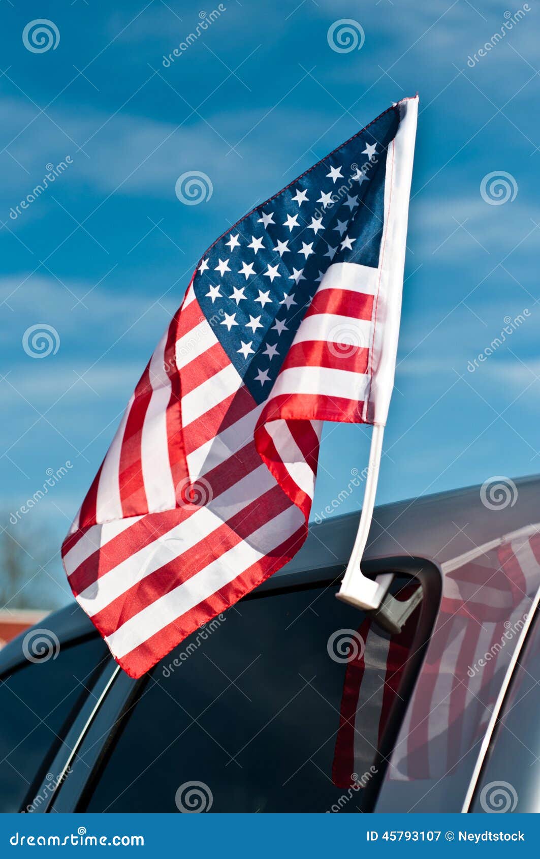 American flag on car stock image. Image of shape, banner 45793107