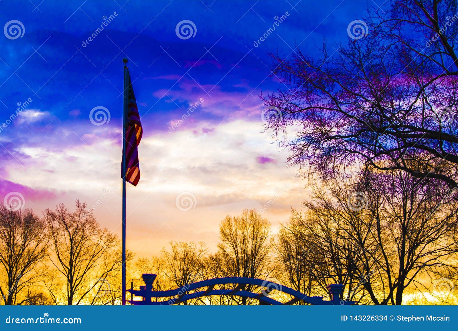 American flag at dawn stock photo. Image of color, dawn 143226334