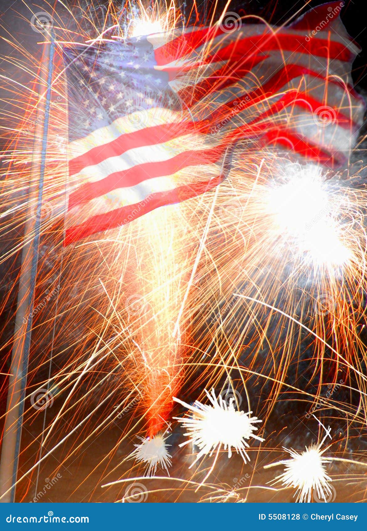 fireworks with american flag