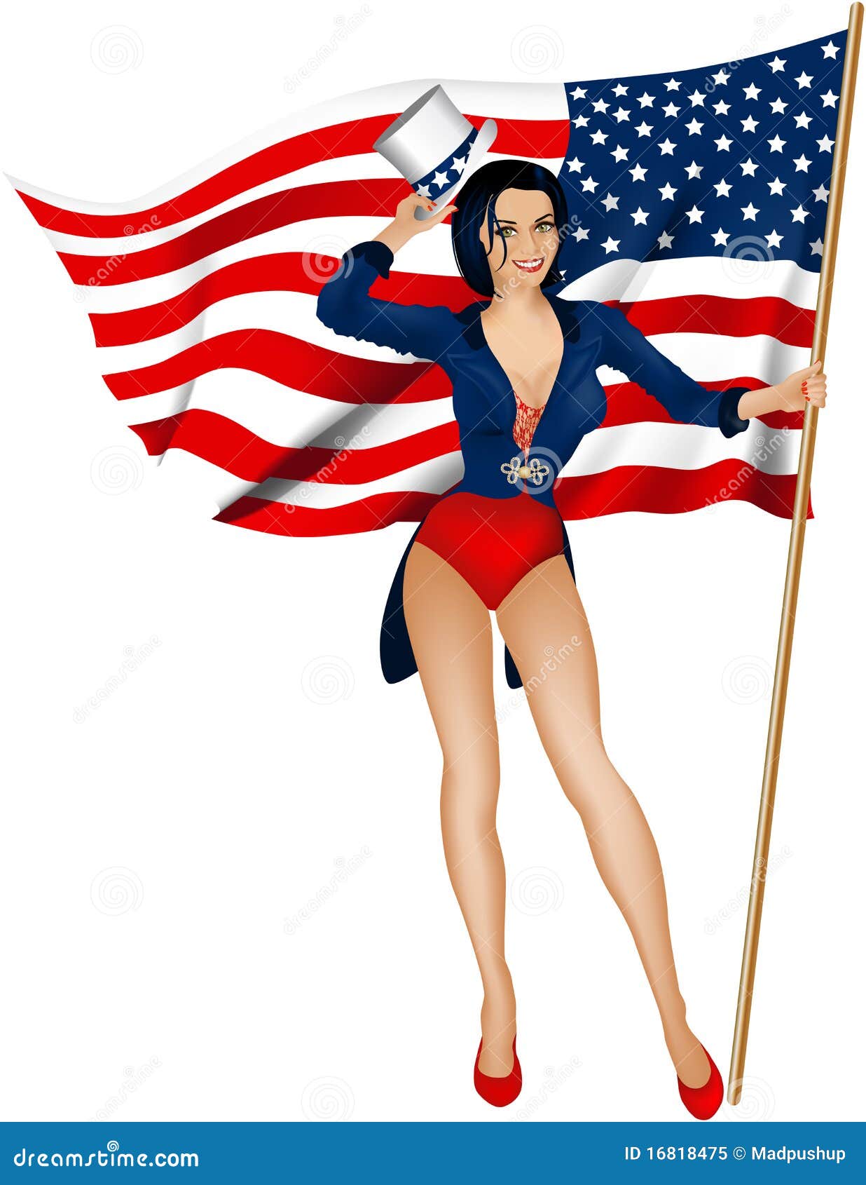 American Flag Girl Stock Vector Illustration Of Gorgeous 16818475