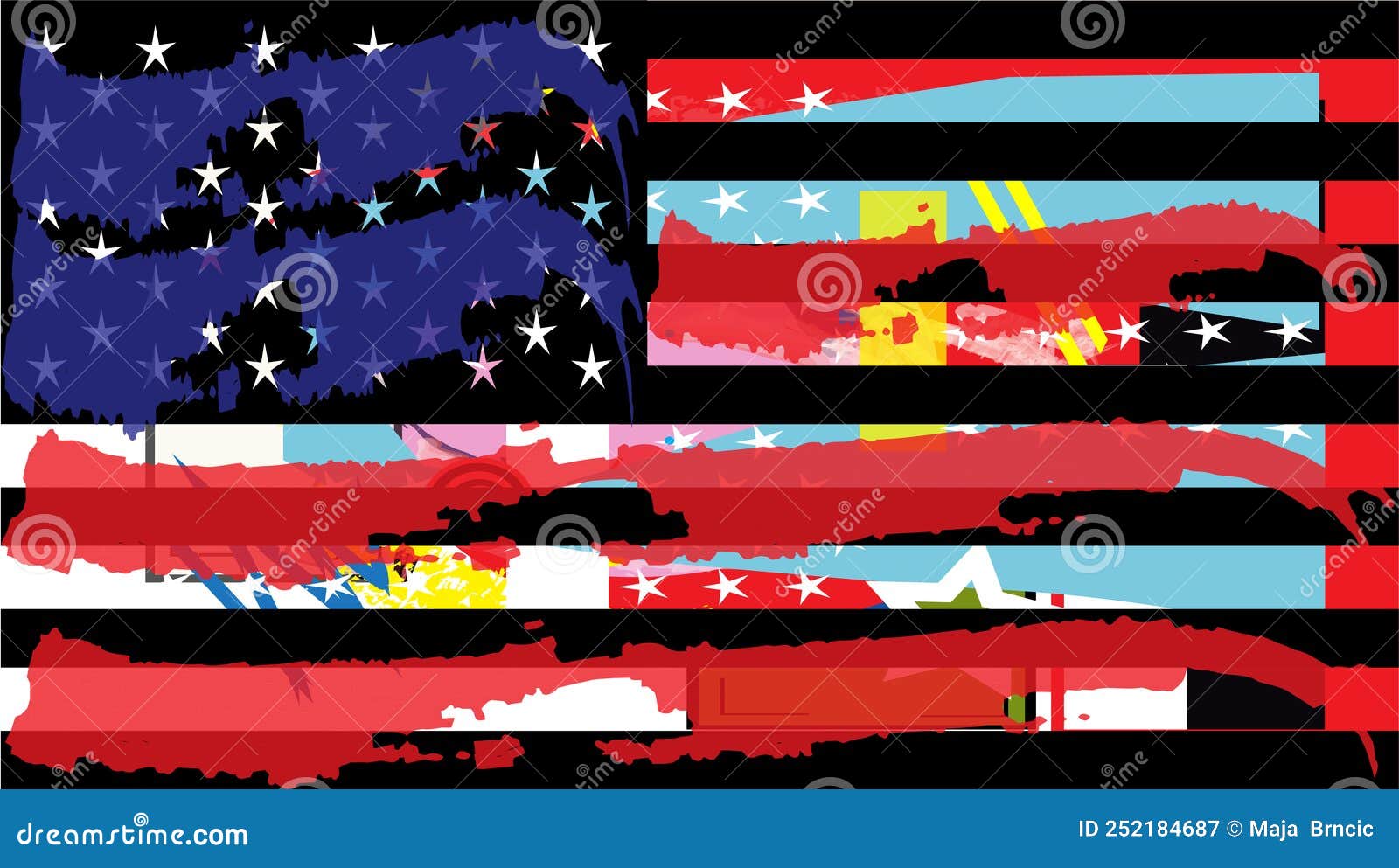 American Flag Graffiti, Colorful Pop Art Background USA Vector. Art