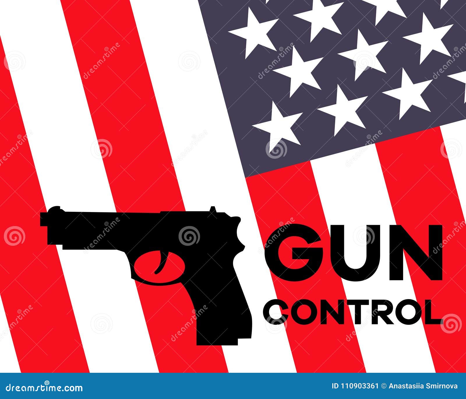 Download American Flag And Gun With `Gun Control` Sign Stock Vector ...
