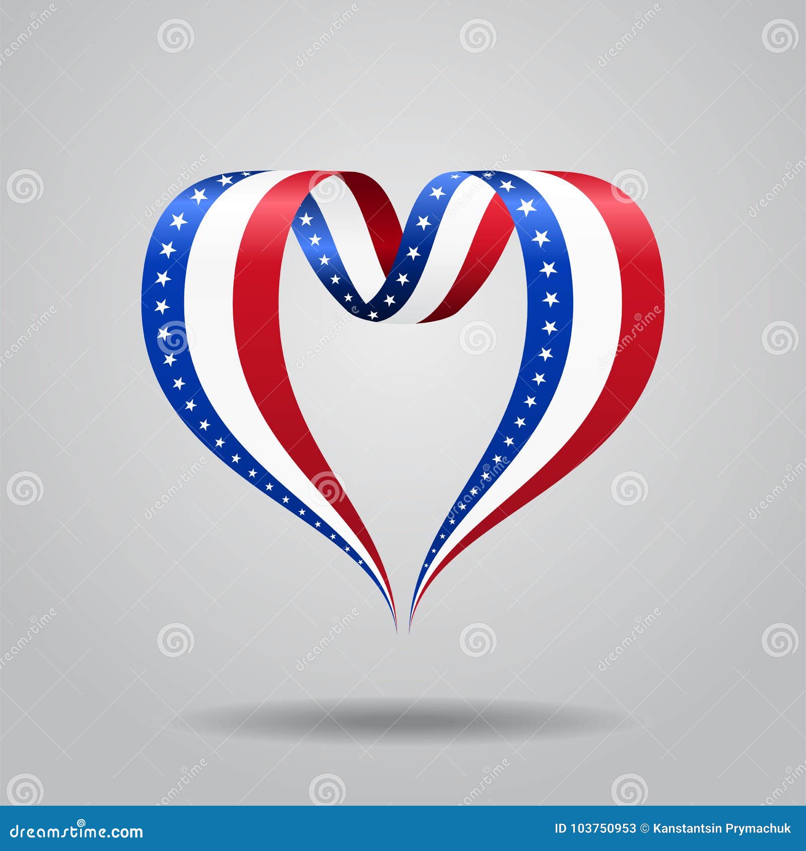 american flag heart-d ribbon.  .
