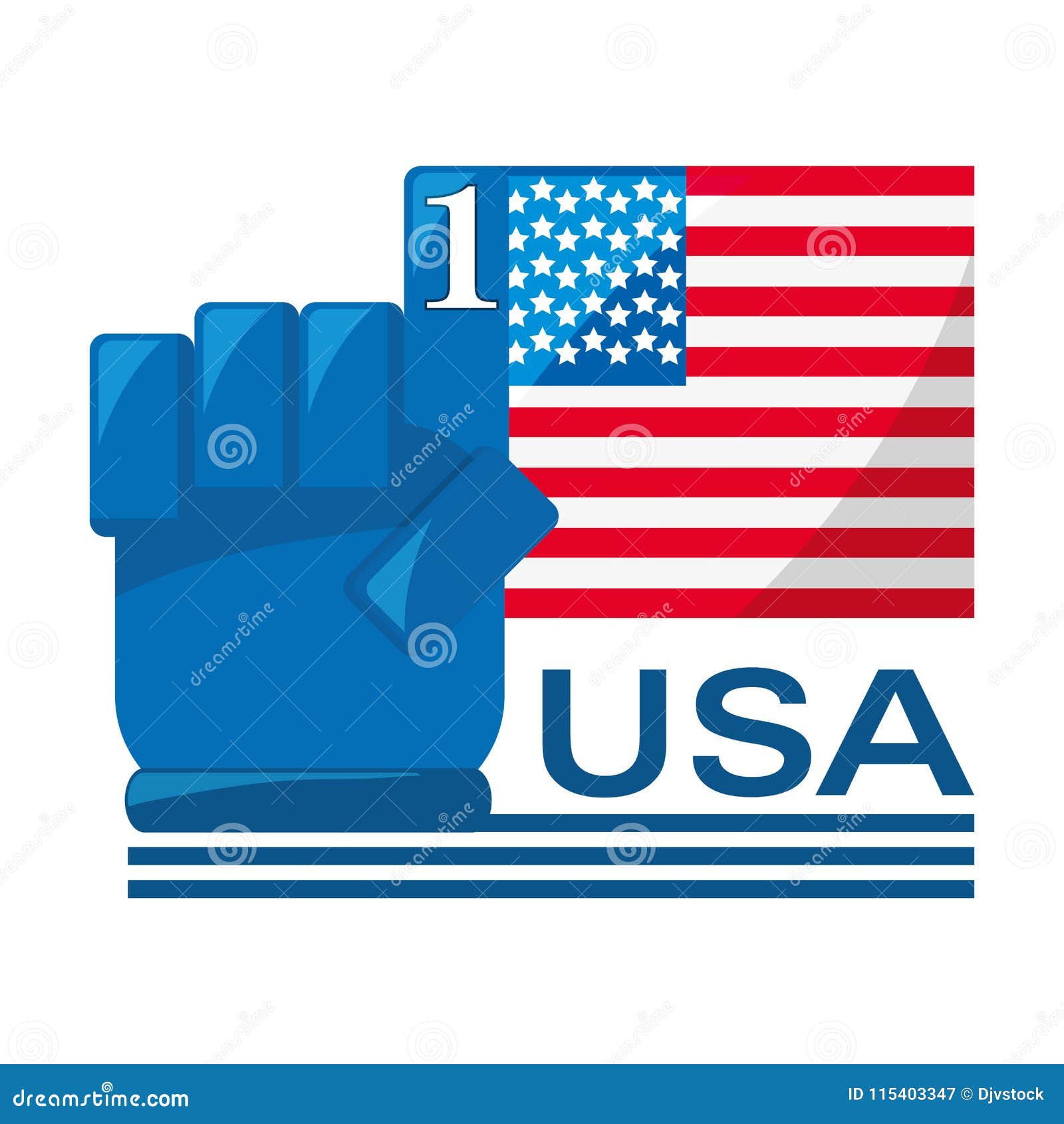 American Flag with Number One Symbol Stock Vector - Illustration of
