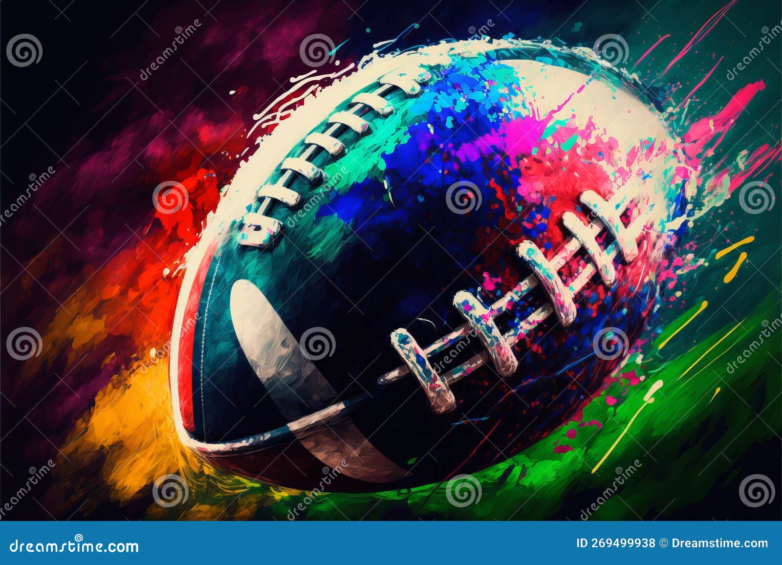 american football ball abstract acryl painting.generative ai