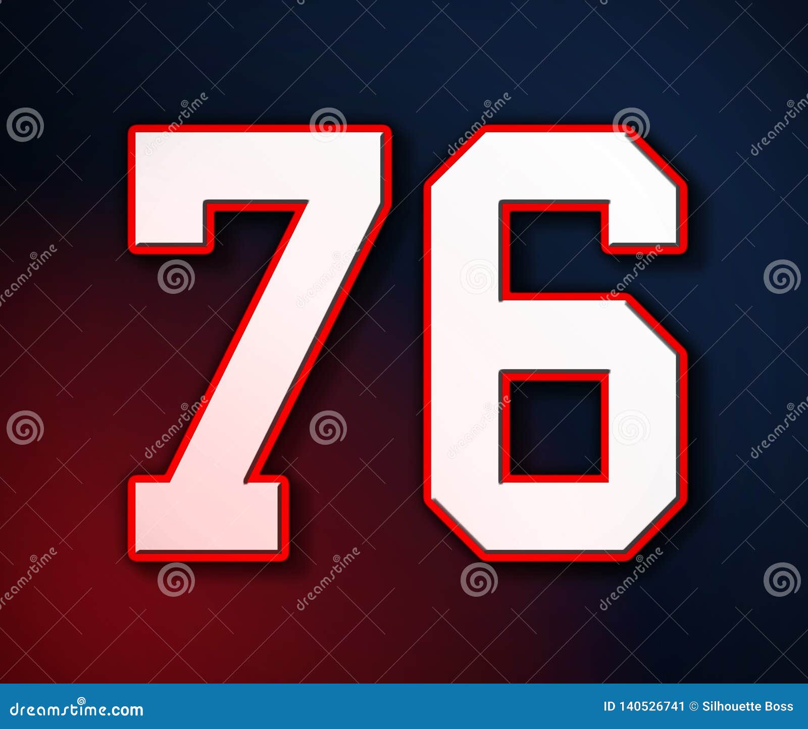 76 American Football Classic Sport Jersey Number in the Colors of the  American Flag Design Patriot, Patriots 3D Illustration Stock Illustration -  Illustration of shirt, numbers: 140526741