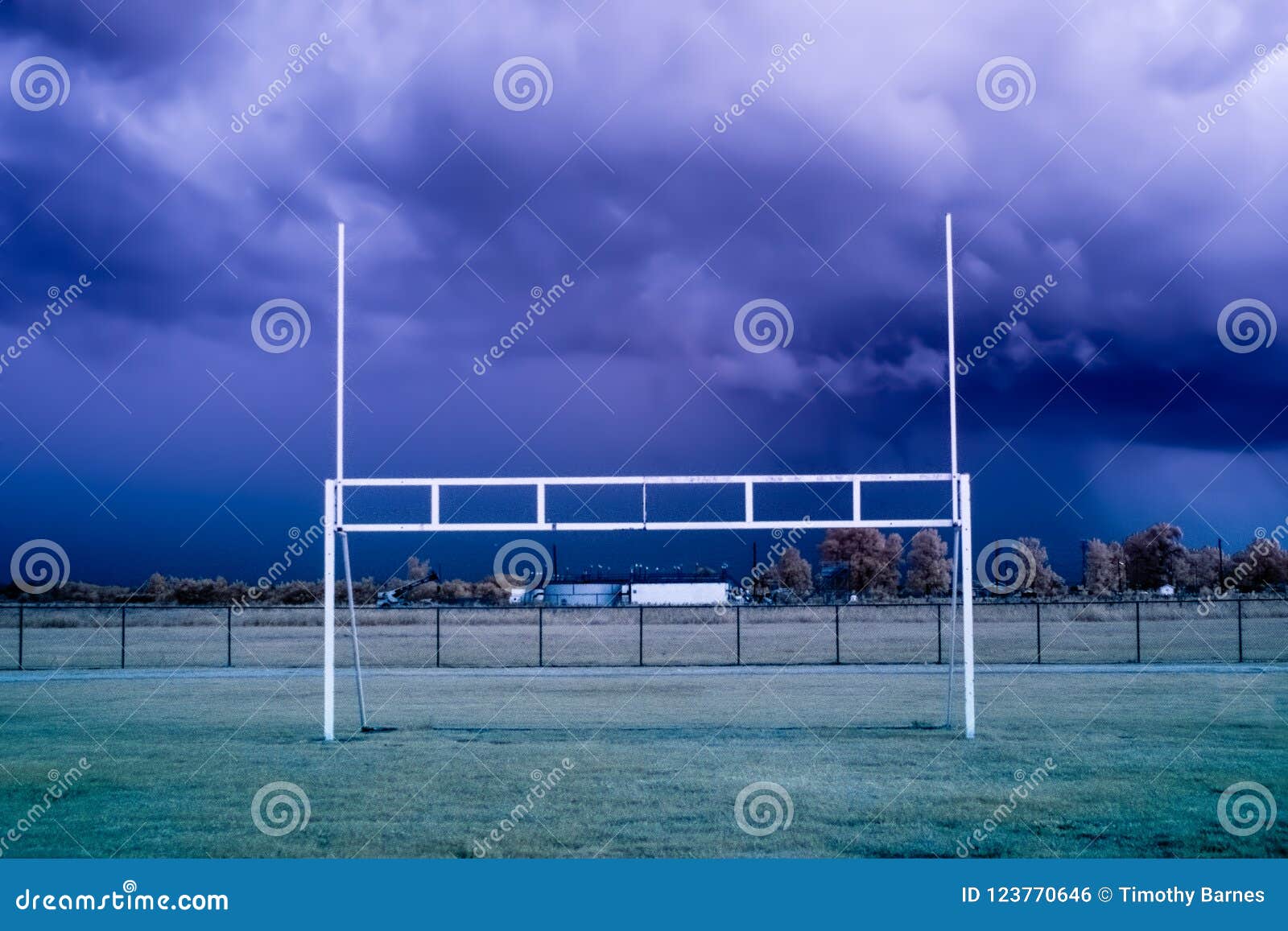 American Football Goal Posts before a Storm Editorial Photo - Image of