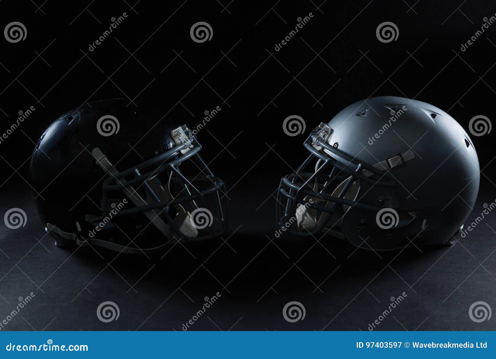 American Football Head Gear Facing Each Other Stock Image Image of